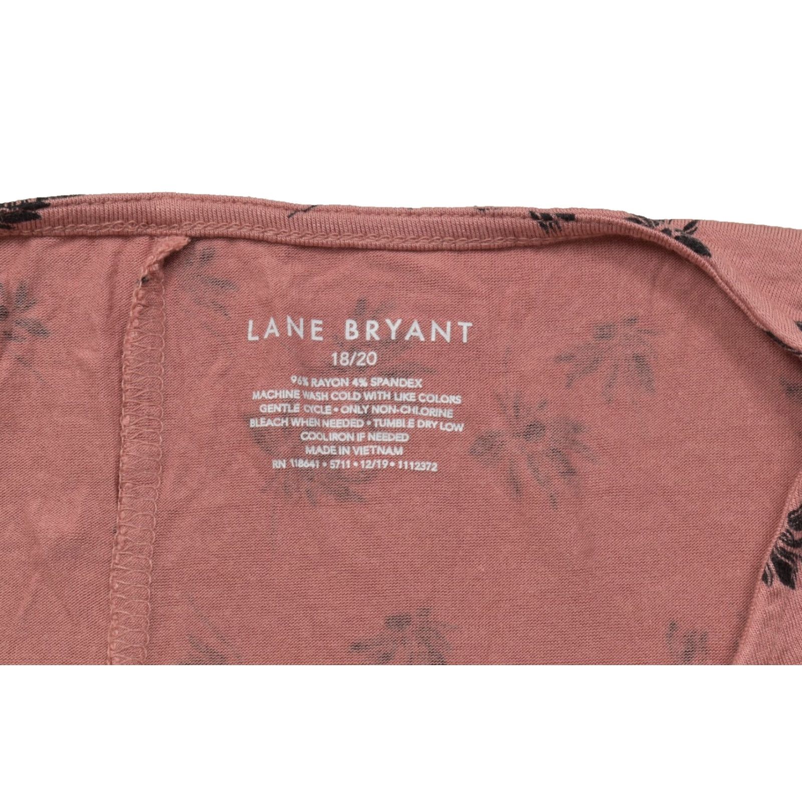 Vintage Lane Bryant Women 18/20 Pink Floral Rayon Spandex Scoop Neck Short Sleeve Dolman T-Shirt Size 40" / US 18 - 2 Thumbnail