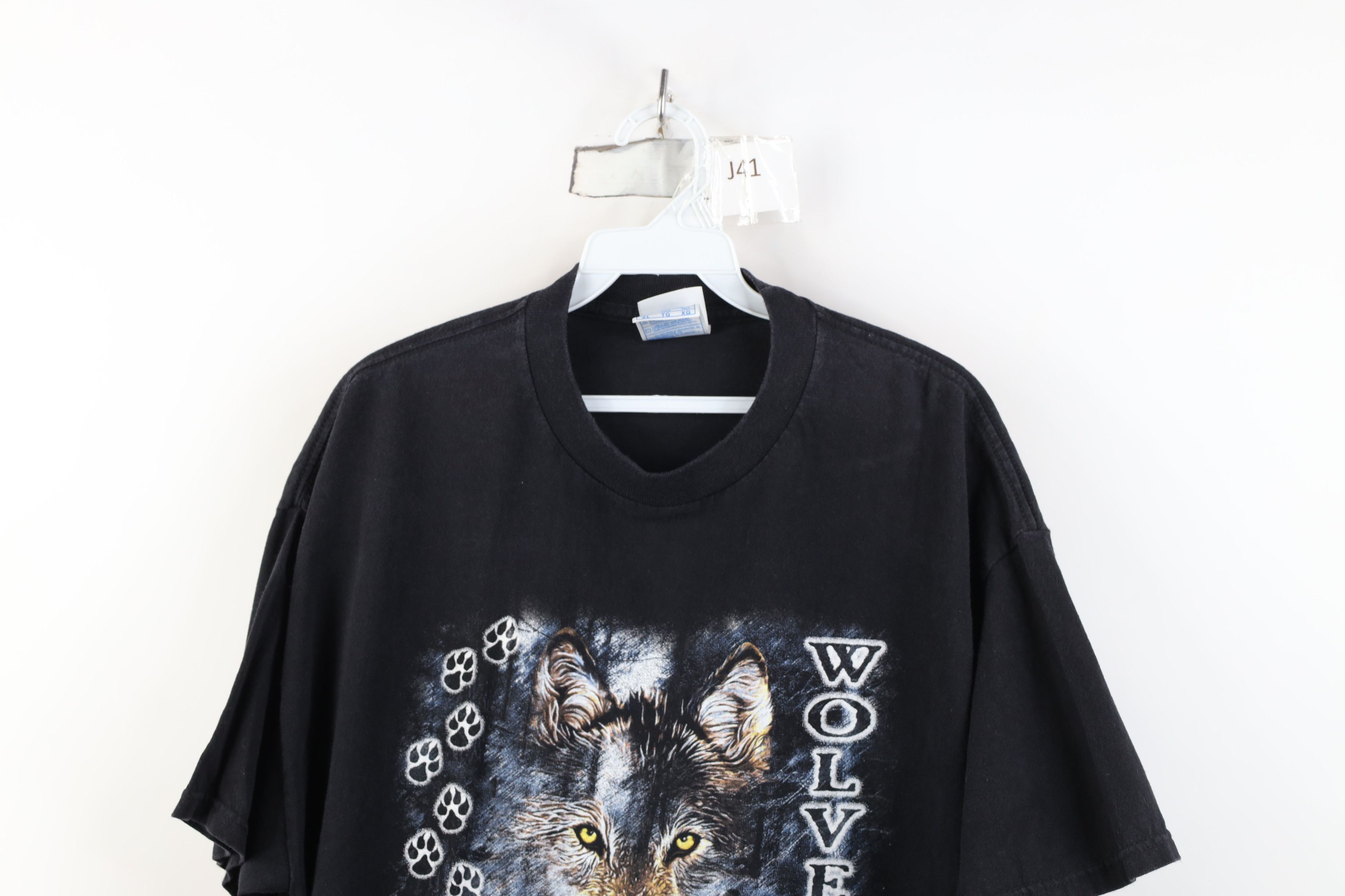 Vintage Vintage 90s Streetwear Wolves Short Sleeve T-Shirt Black Size US XL / EU 56 / 4 - 2 Thumbnail