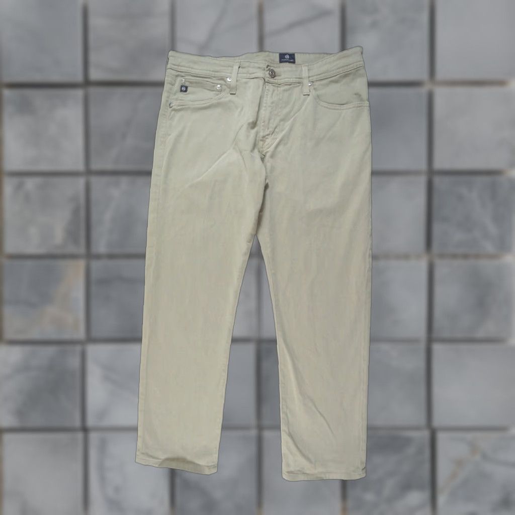 Vintage AG Adriano Goldschmied Pants Mens 34x28 Green The Protege Straight Leg Stretch Khakis Size US 34 / EU 50 - 1 Thumbnail