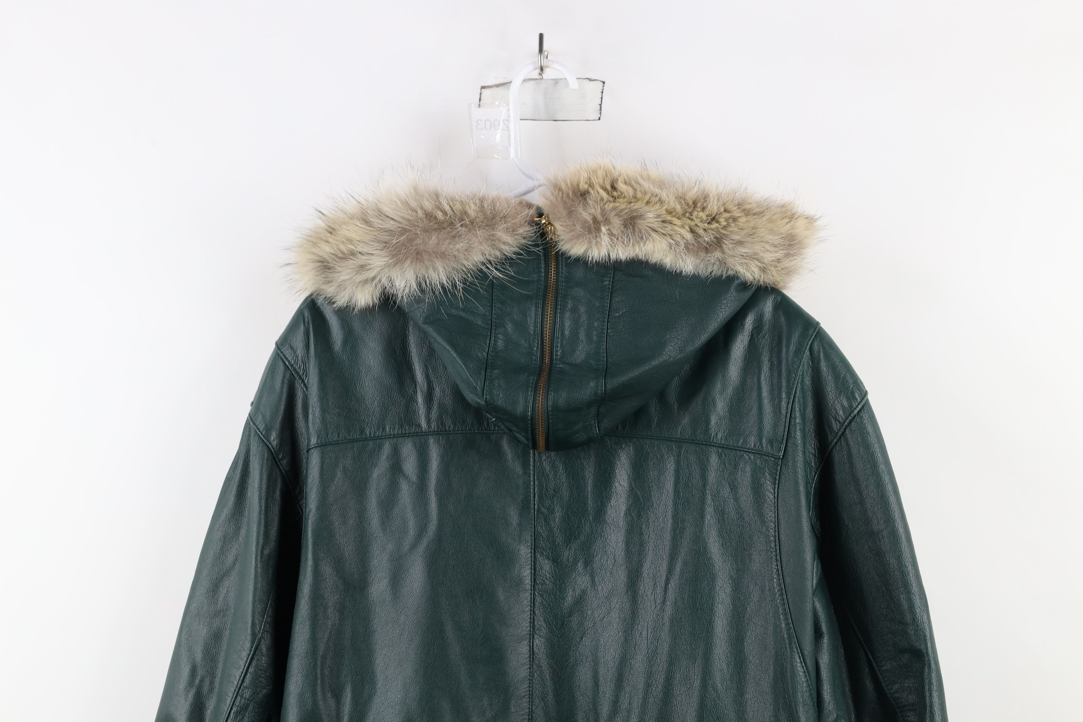 Vintage Vintage 90s Streetwear Fur Trim Hooded Cape Leather Jacket Size M / US 6-8 / IT 42-44 - 13 Thumbnail