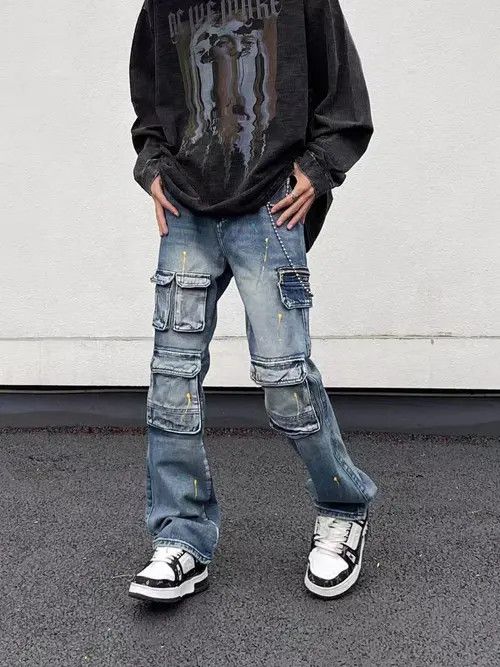 VIBE Retro workwear multi-pocket logging side splash jeans Size US 32 / EU 48 - 5 Thumbnail