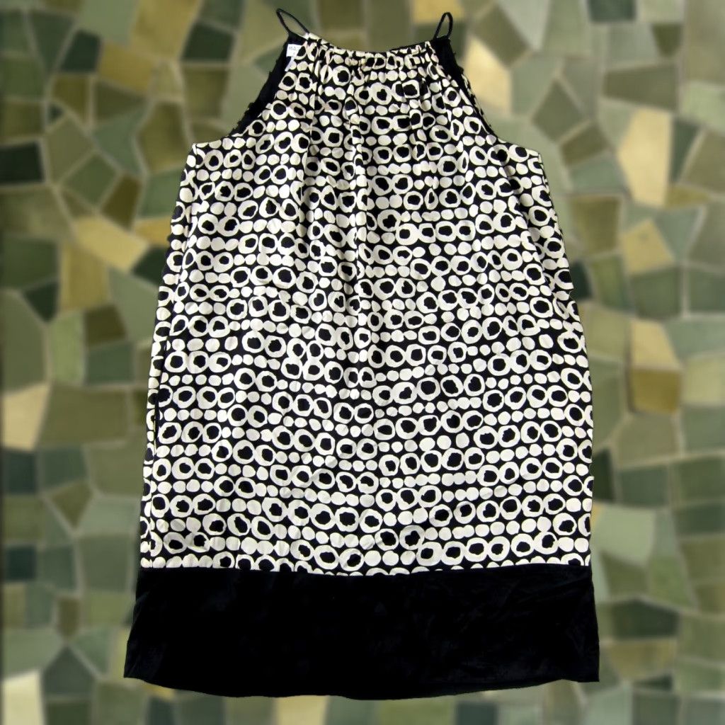 MAGGY LONDON Maggy London 100% Silk Black Ivory Polka Dot Shift Tank Tunic Dress 4P Size S / US 4 / IT 40 - 1 Thumbnail