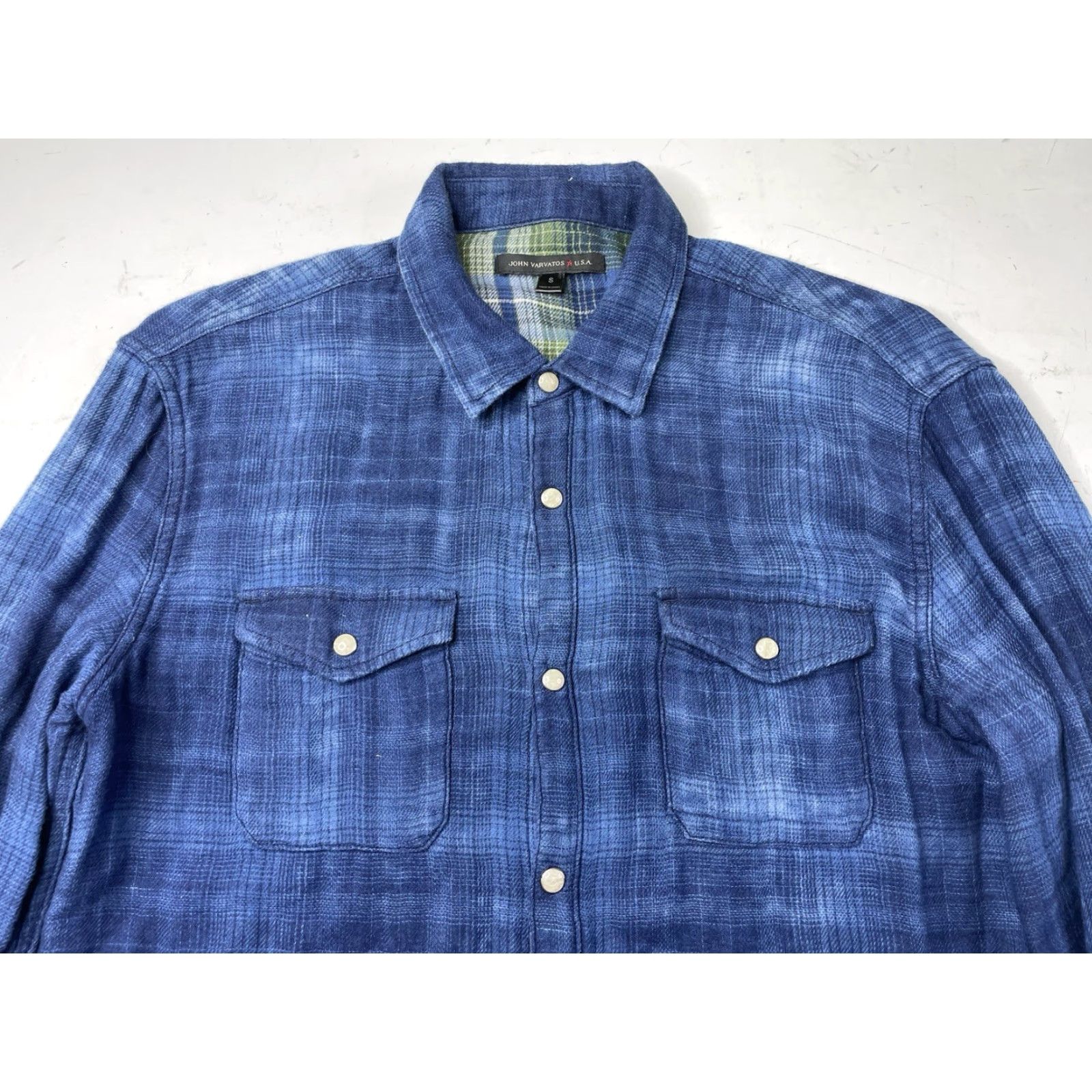 John Varvatos John Varvatos USA Plaid Western Pearl Snap Shirt Mens S Knit Cotton Multicolor Long Sleeve Casual Button-Up Band Collarstone? Size US S / EU 44-46 / 1 - 2 Thumbnail