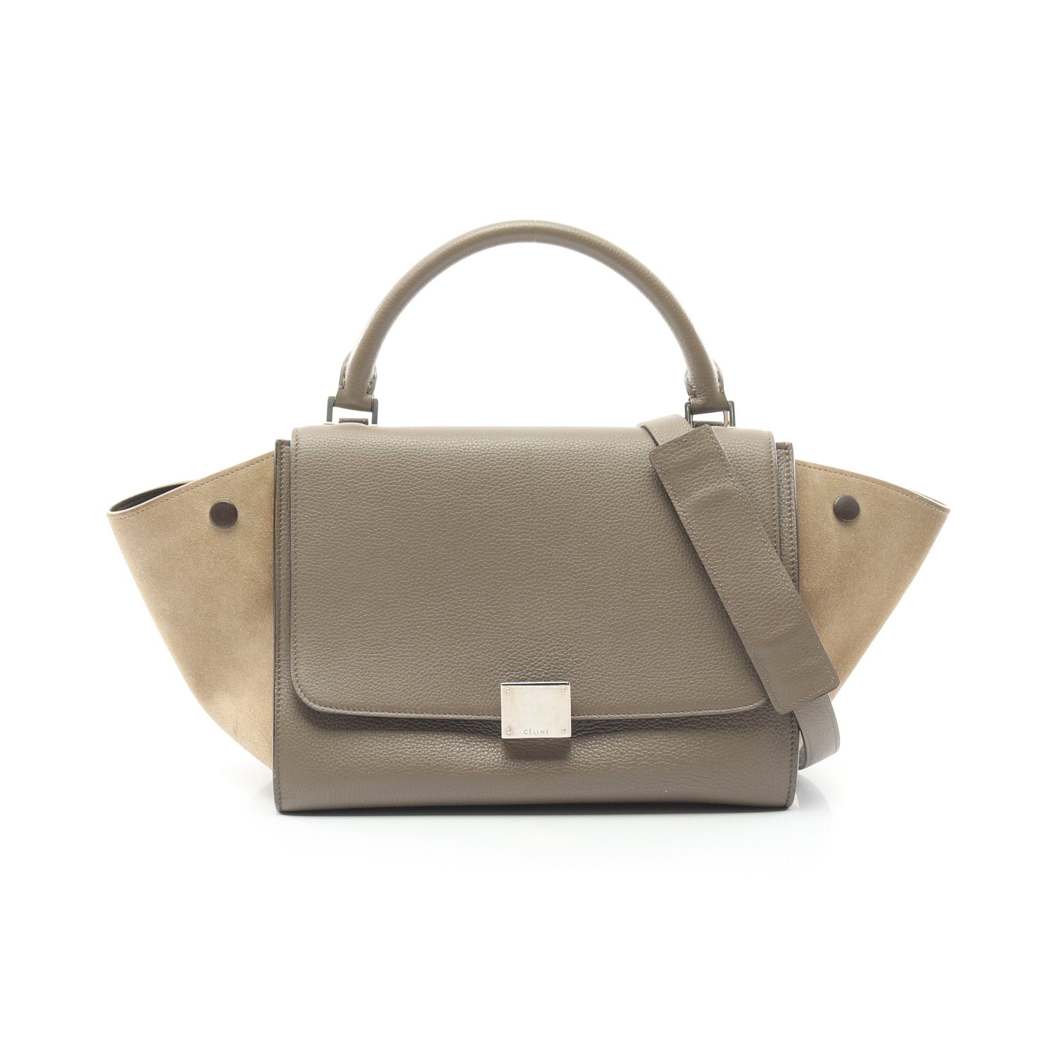 Celine Celine Trapeze Small Handbag Leather Suede Gray Brown Size ONE SIZE - 1 Thumbnail
