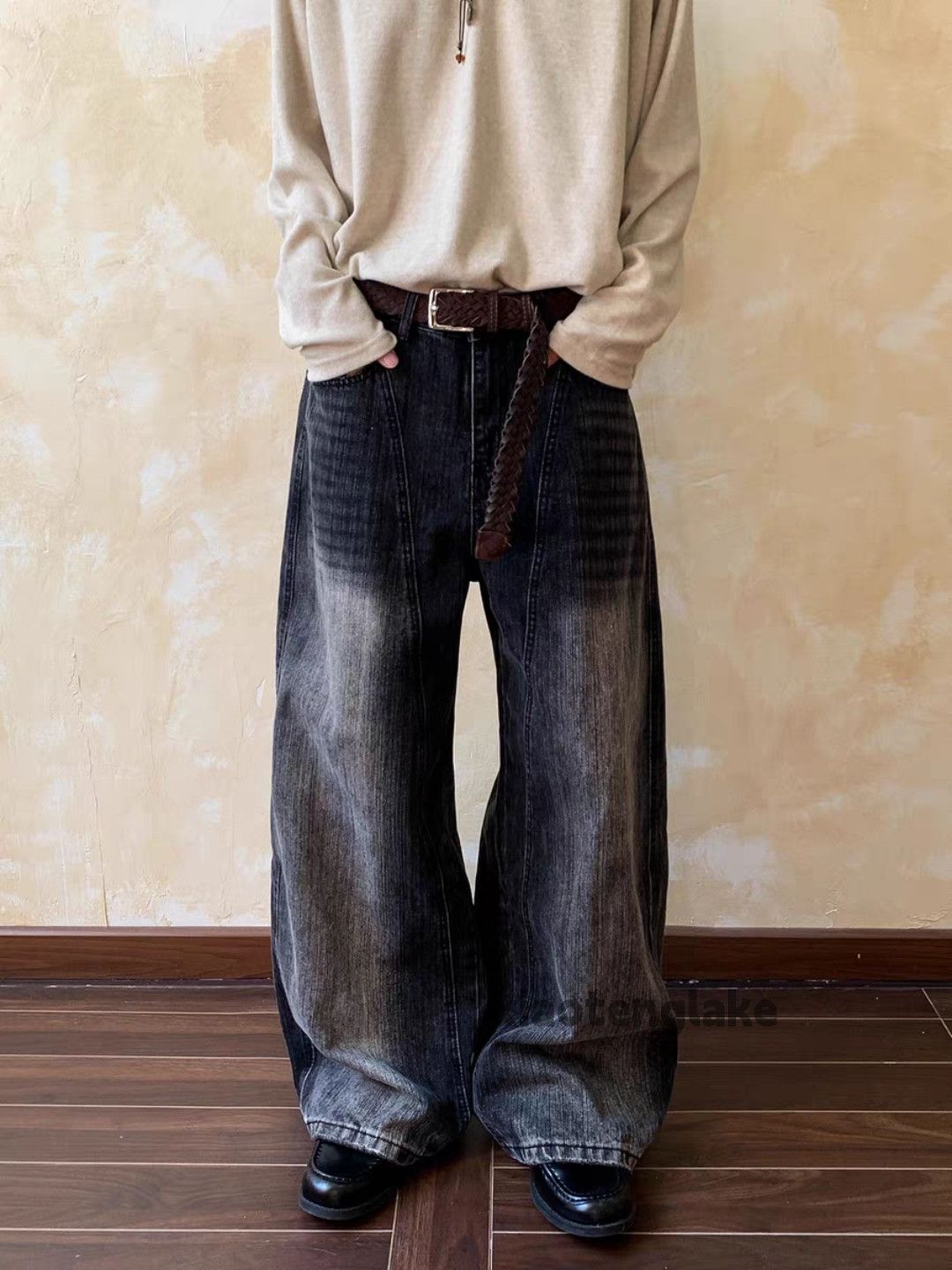 Jean Custom washed faded loose baggy skate hiphop flared jeans Size US 28 / EU 44 - 7 Thumbnail