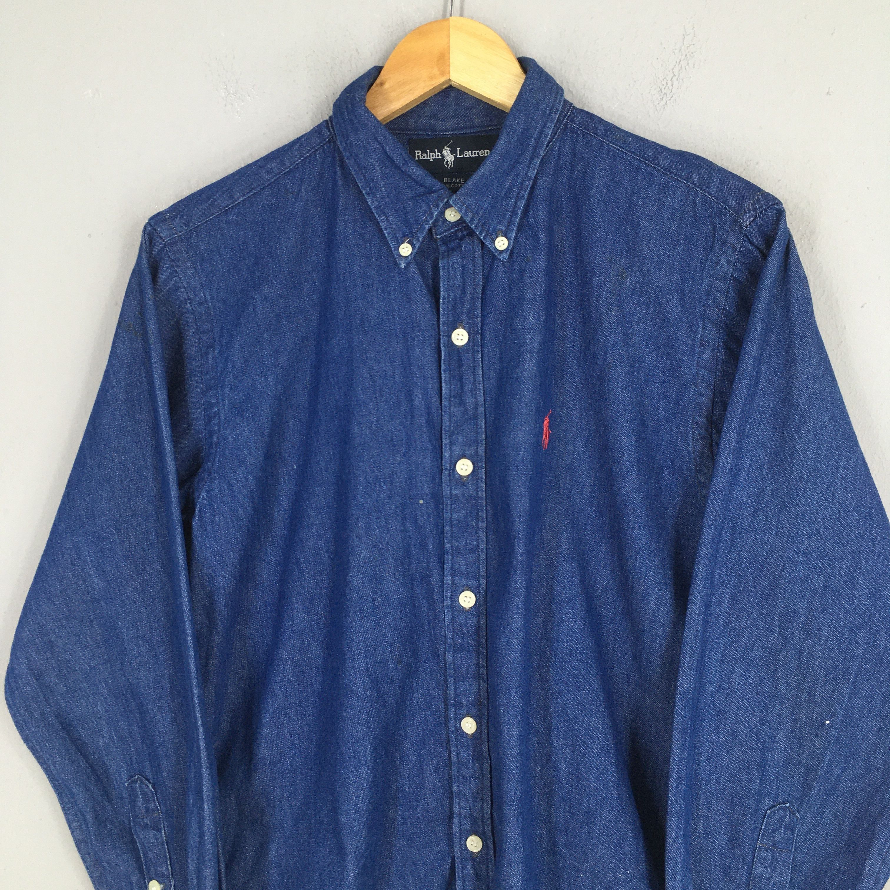 Polo Ralph Lauren Vintage 90s Polo Ralph Lauren Blue Jeans Shirt Medium Size US M / EU 48-50 / 2 - 2 Thumbnail