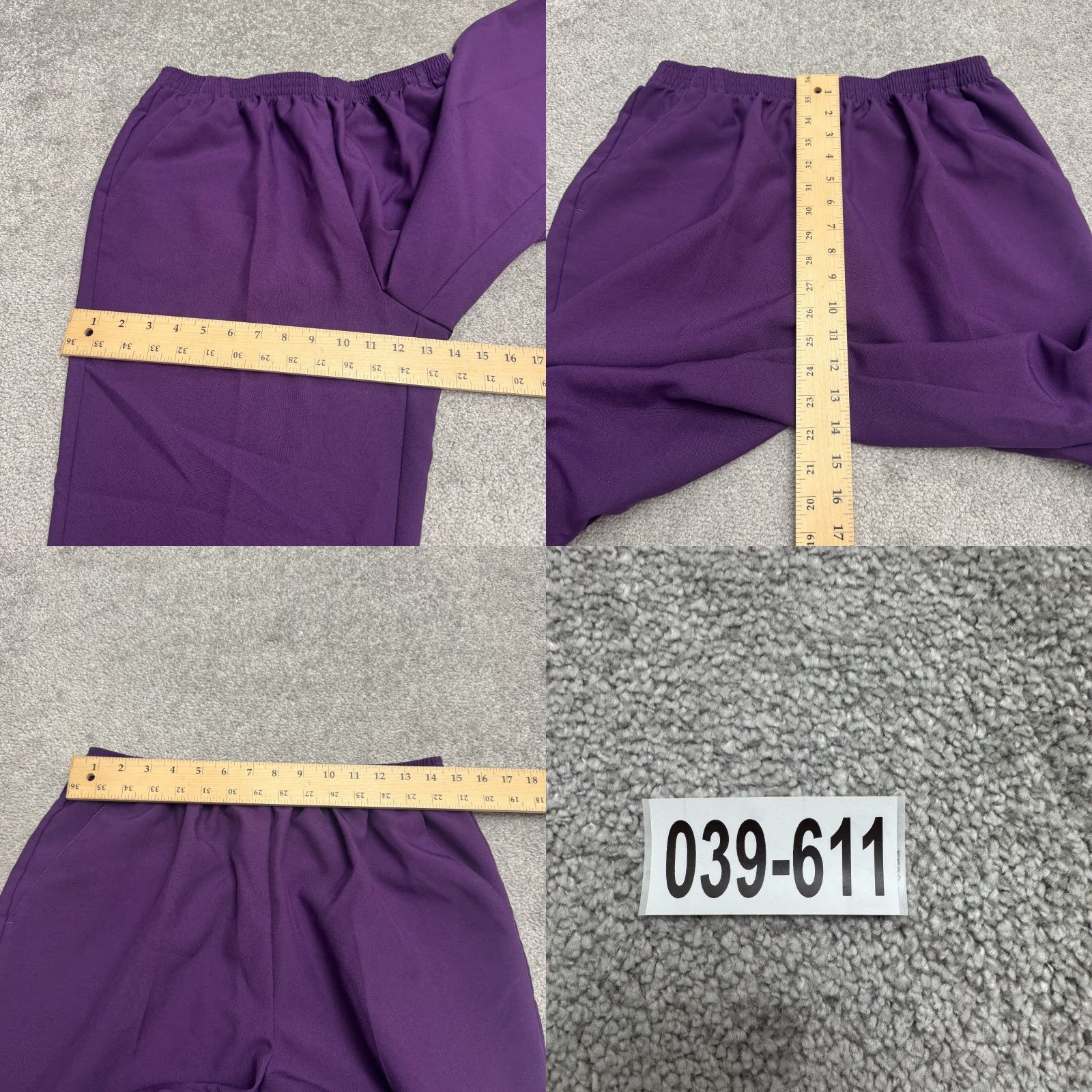 Vintage Sara Morgan Purple Pants Womens 16P Petite Straight Leg Dress Pants Elastic Waist Classic Slacks Modern & Preppy Womens Size 38" / US 16 / IT 52 - 9 Thumbnail