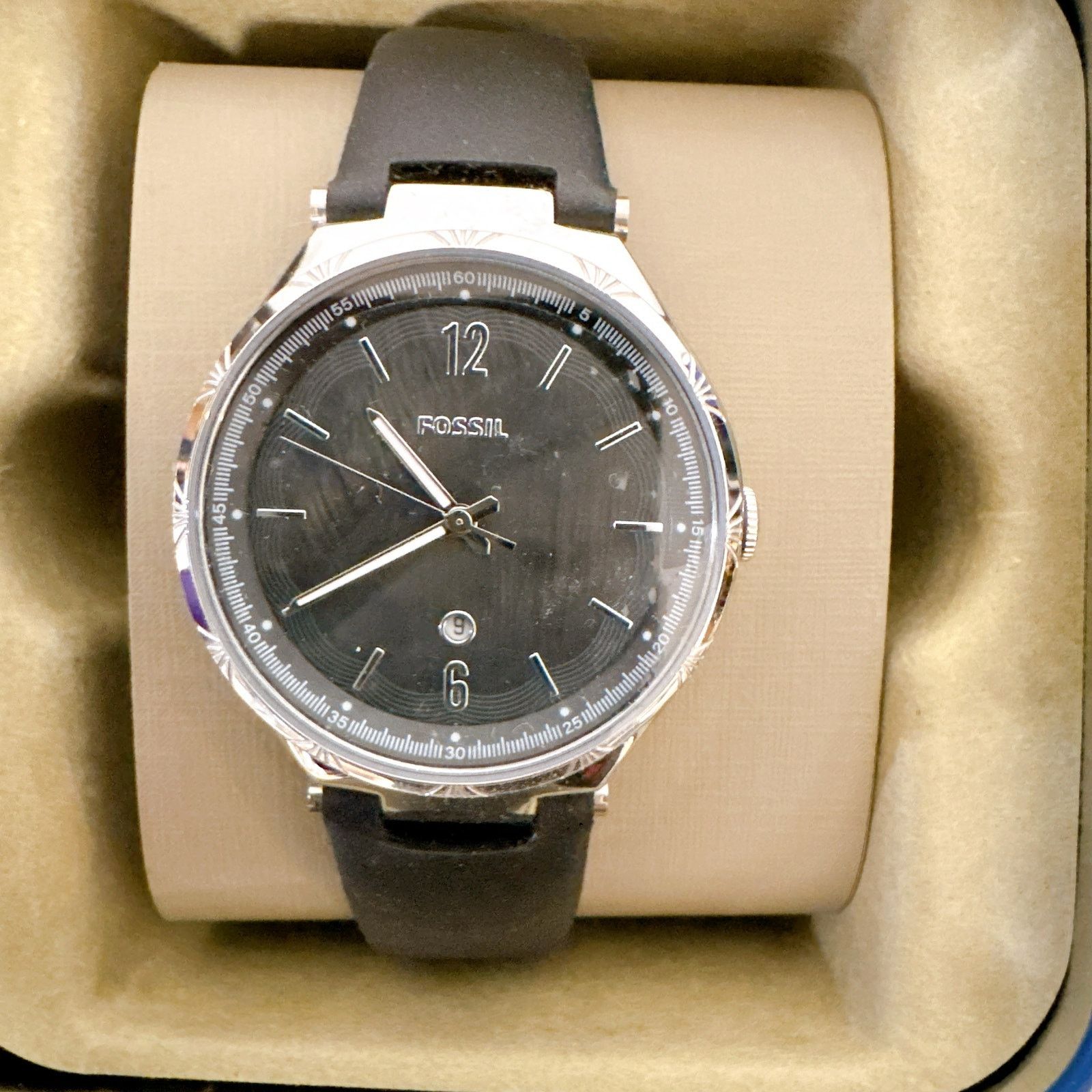 Fossil Fossil BQ3745 Ashtyn Three-Hand Date Black Leather Watch Size ONE SIZE - 2 Thumbnail
