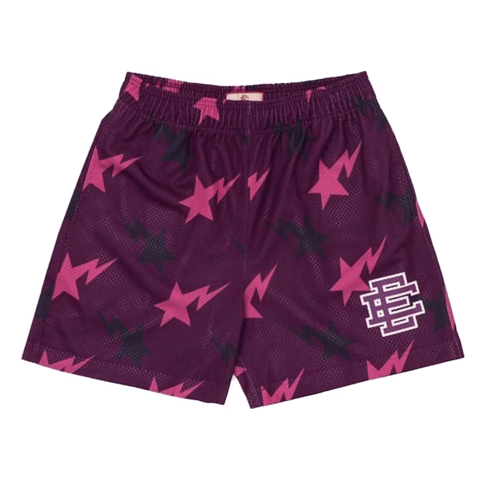 Pre-owned Eric Emanuel X Bape Miami Basic Shorts Purple Pink Black In Multicolor