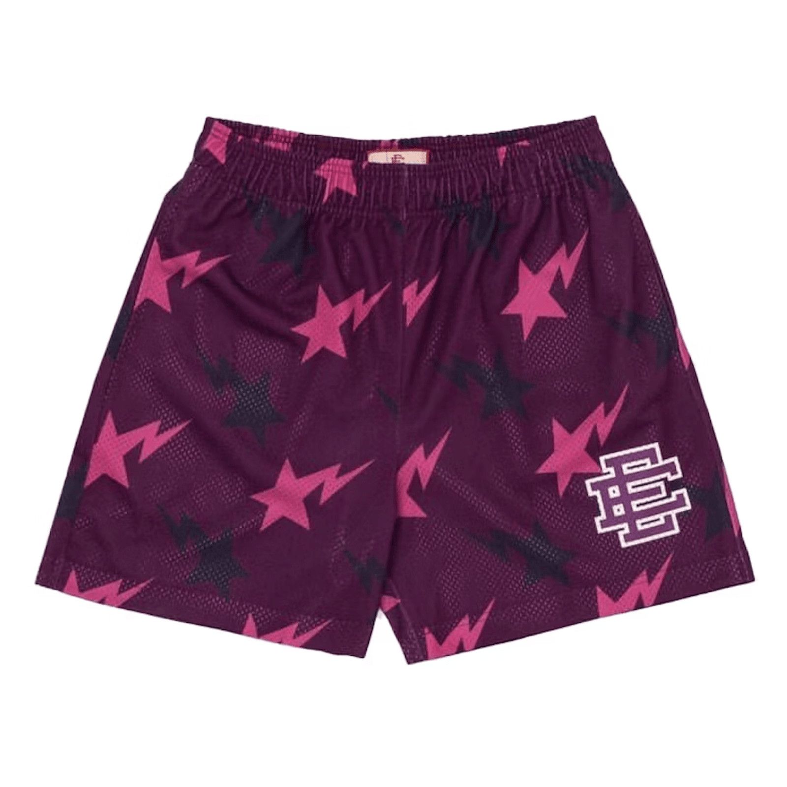 image of Eric Emanuel X Bape Miami Basic Shorts Purple Pink Black, Men's (Size 32)