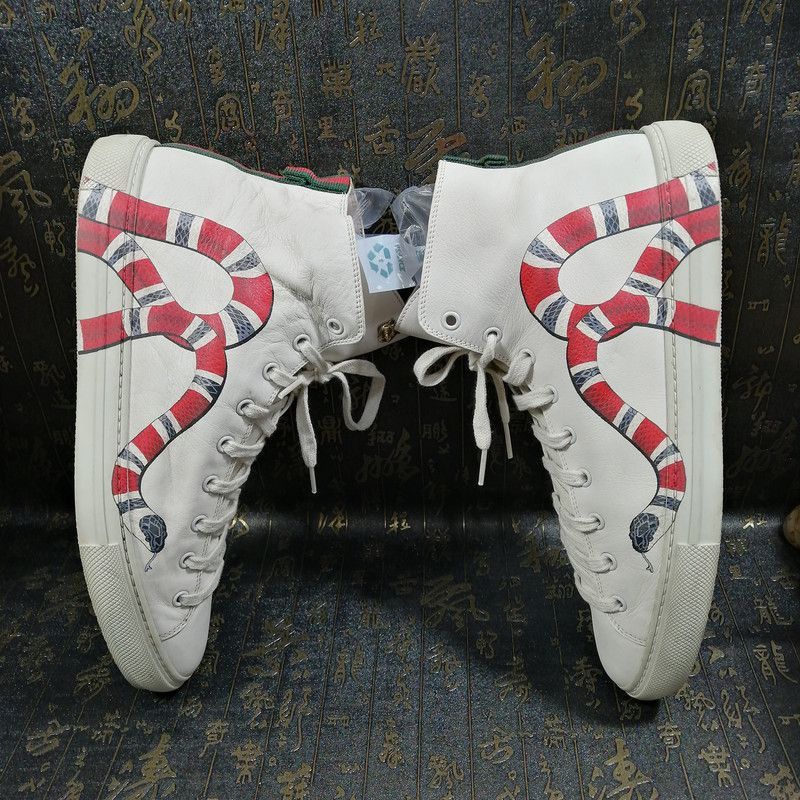 Gucci Gucci White High-Top Sneakers with Snake Design - Size US 9.5 / EU 42-43 - 4 Thumbnail