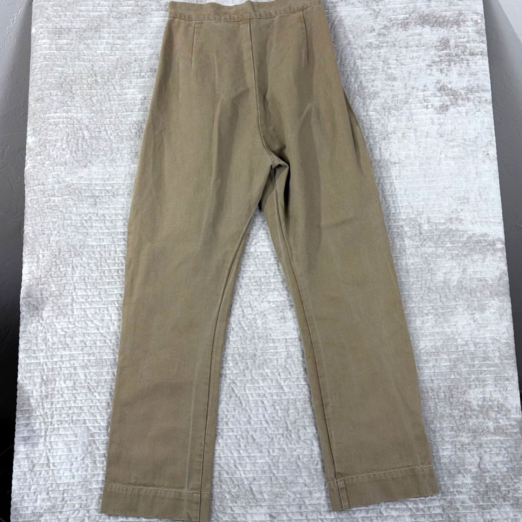 Ilana Kohn Ilana Kohn Tan Cotton Canvas High Waisted Pleated Tapered Pants Size 24 USA Made Size 42" / US 20 - 2 Thumbnail