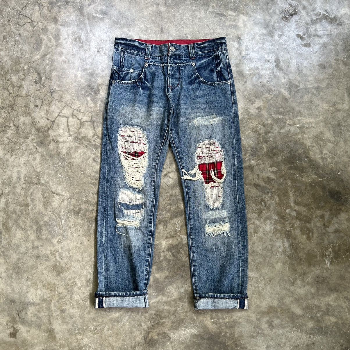Japanese Brand Junya Watanabe Style Patchwork Sashiko Boro Selvedge Jeans Size US 31 - 1 Thumbnail