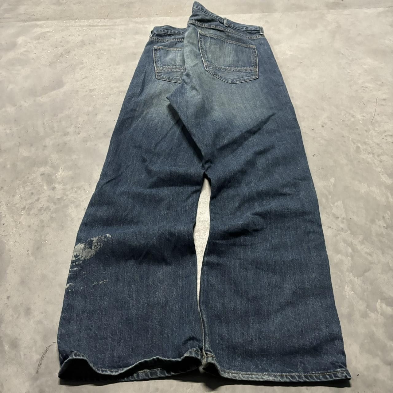 Japanese Brand × Vintage Crazy Vintage Y2K/2000s Baggy Grunge Faded Dark Wash Skater Denim Jeans! Size US 38 / EU 54 - 4 Thumbnail