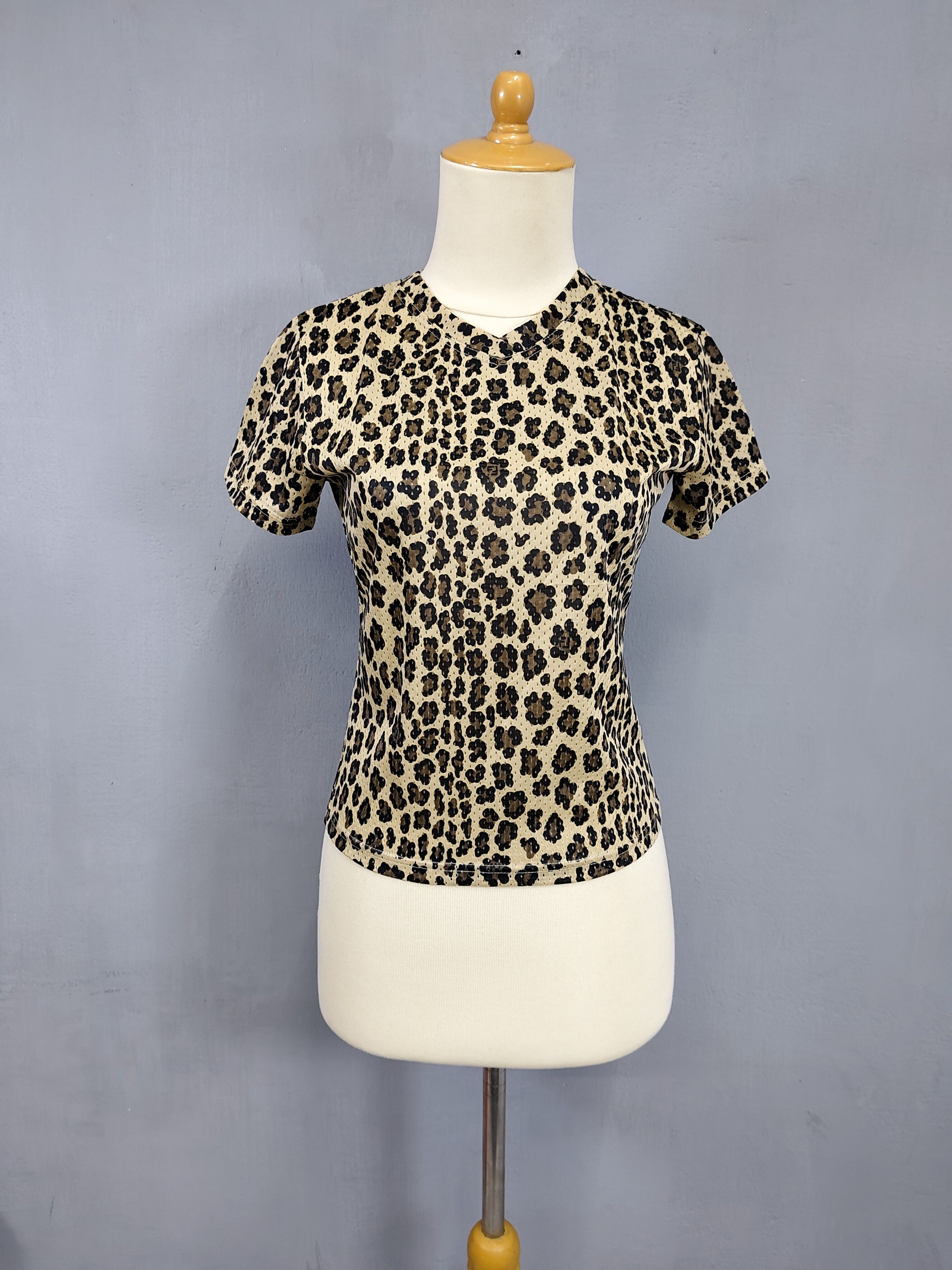 Fendi 90s FENDI🔥Glam Rock Leopard Print Micro Perforated Top Size M / US 6-8 / IT 42-44 - 9 Thumbnail