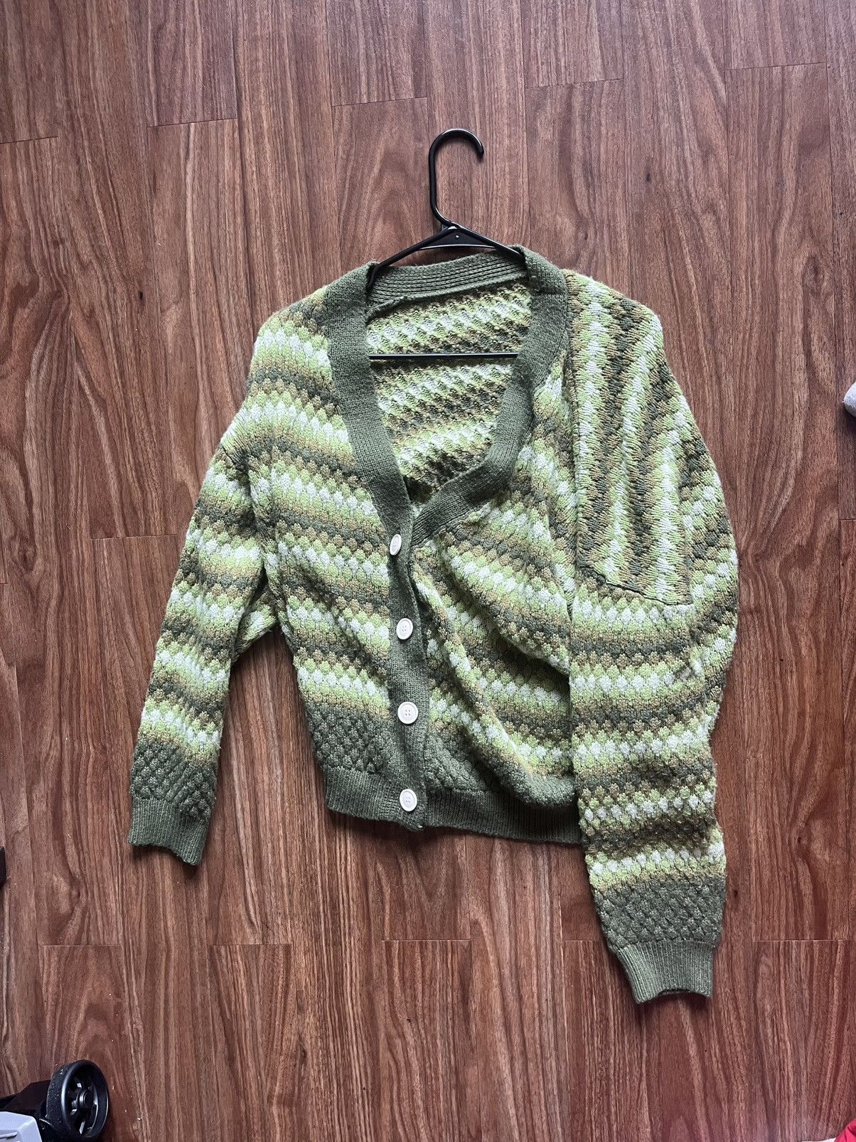 Shein Green and White SHEIN Cardigan with a preppy, indie vibe Size M / US 6-8 / IT 42-44 - 1 Thumbnail