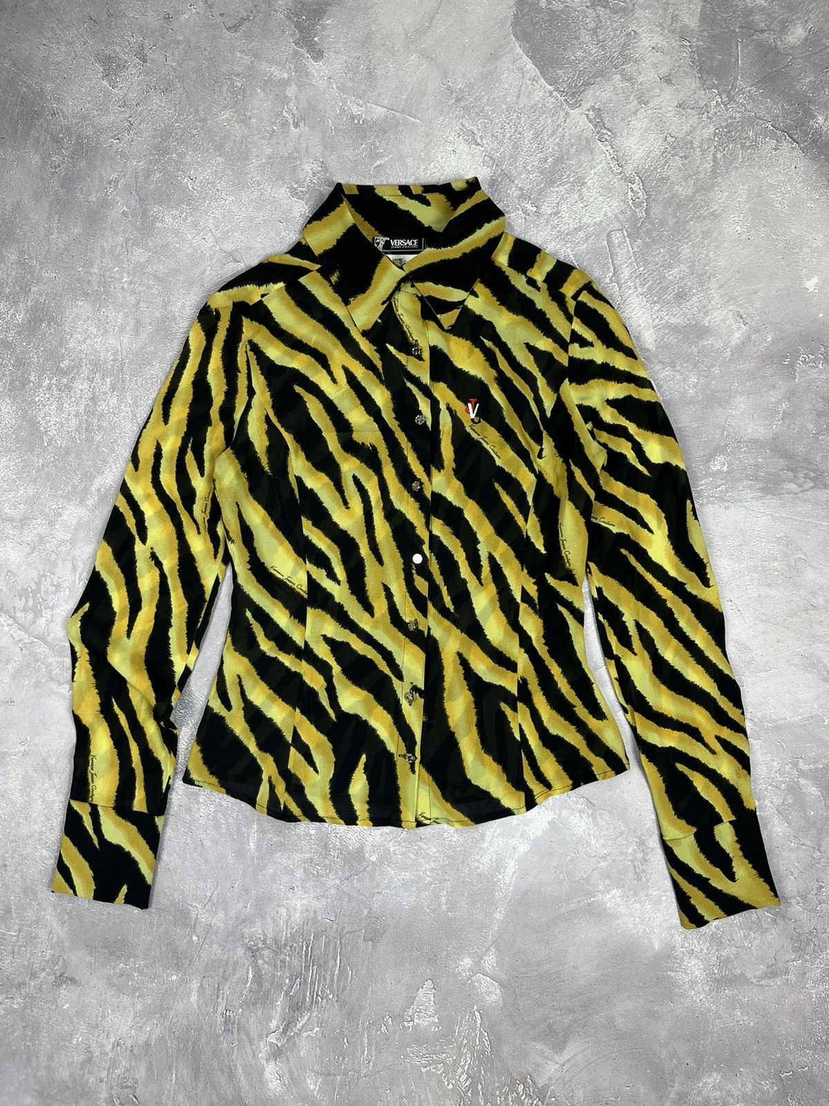 Versace Jeans Couture 🔥Versace Jeans Couture women abstrac silk Longsleeve shirt Size XS / US 0-2 / IT 36-38 - 1 Thumbnail