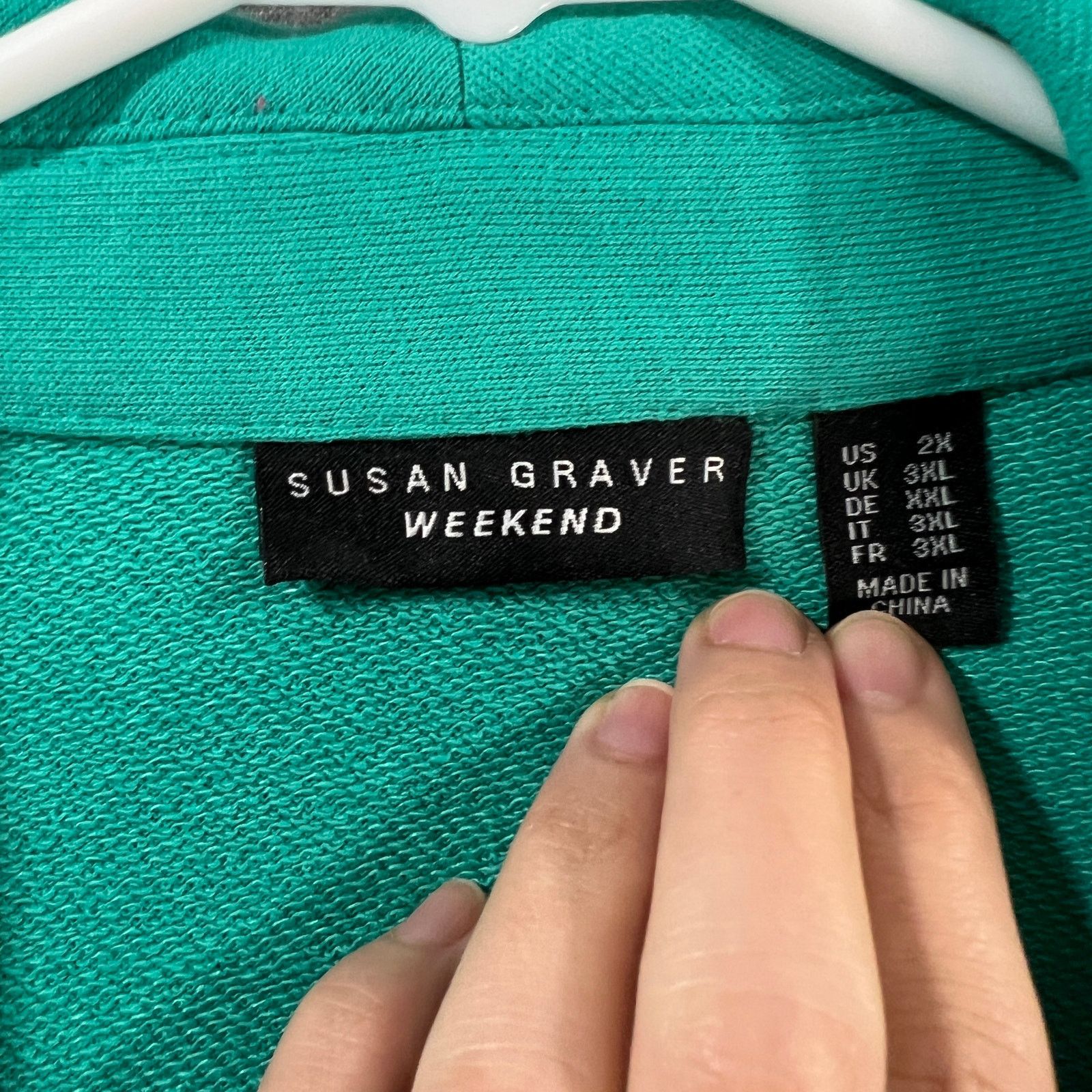 Other Susan Graver Weekend Regular Knit Blazer Green Turquoise Size XXL / US 16-18 / IT 52-54 - 3 Thumbnail