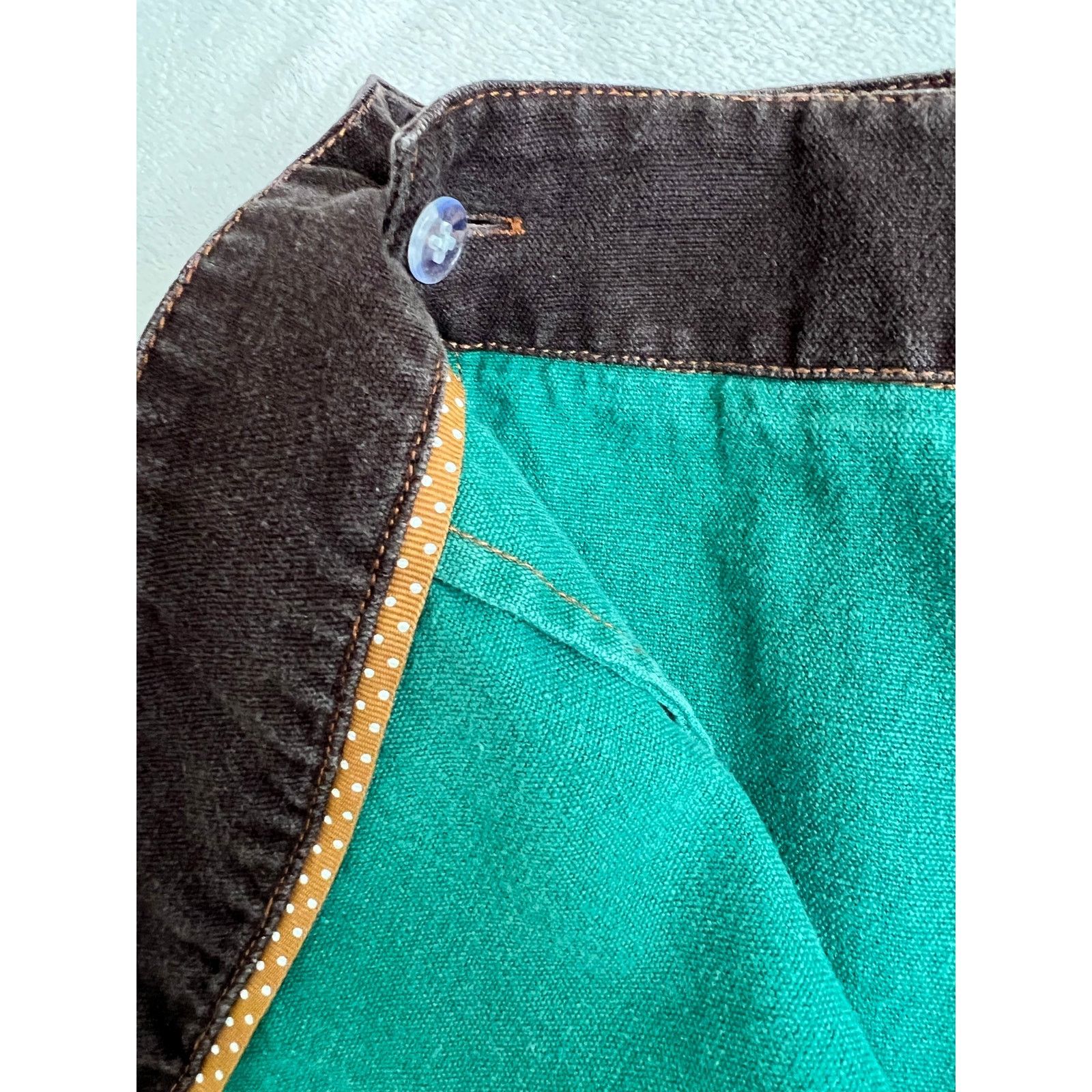 KAVU Kavu Denim Solid Green Knee Length Wrap Skirt Size 10 Size 32" / US 10 / IT 46 - 4 Thumbnail
