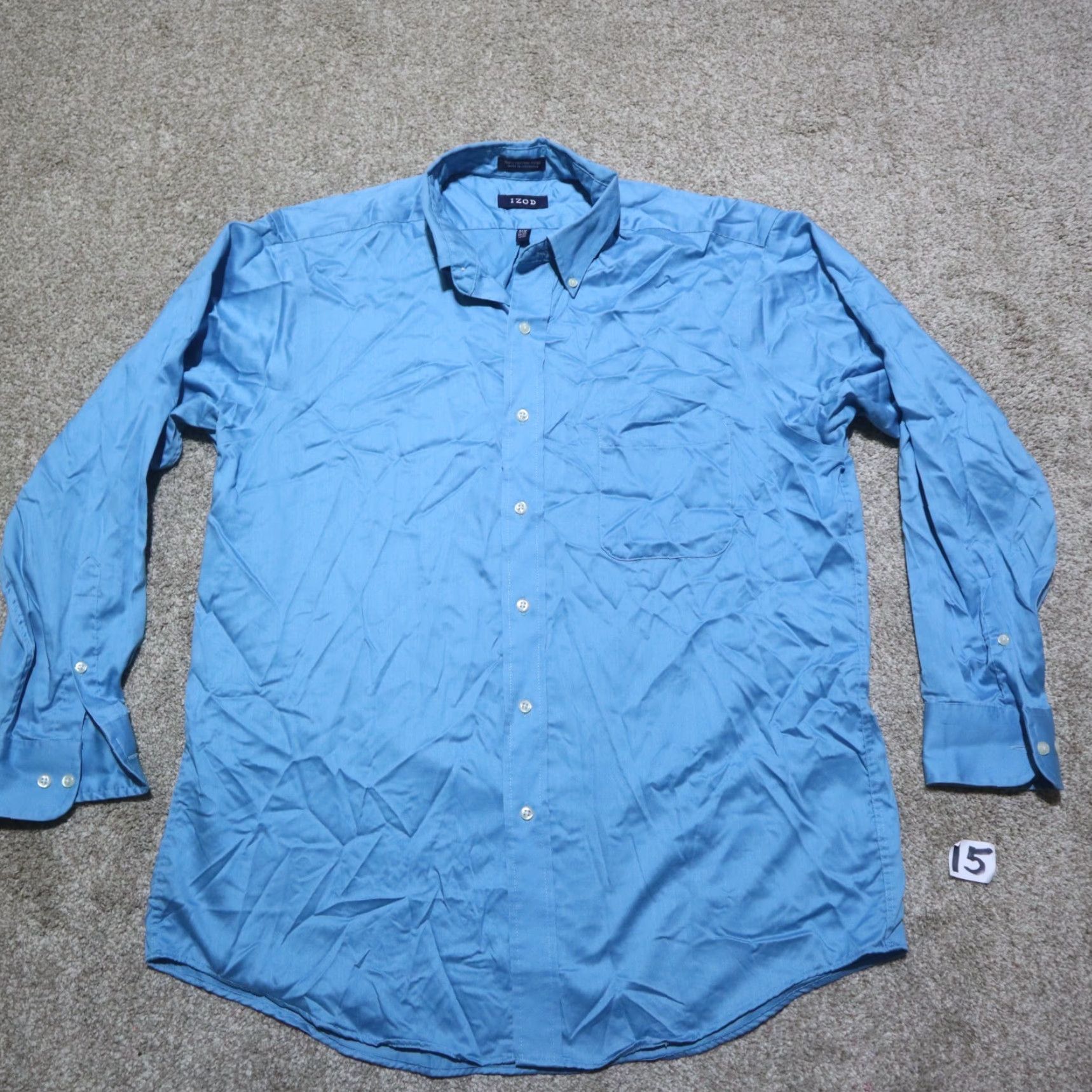 Izod IZOD Shirt Button-Down Long Sleeve Blue 16.5 32/33 Men Size Adult Button Up Mens Size US L / EU 52-54 / 3 - 2 Thumbnail