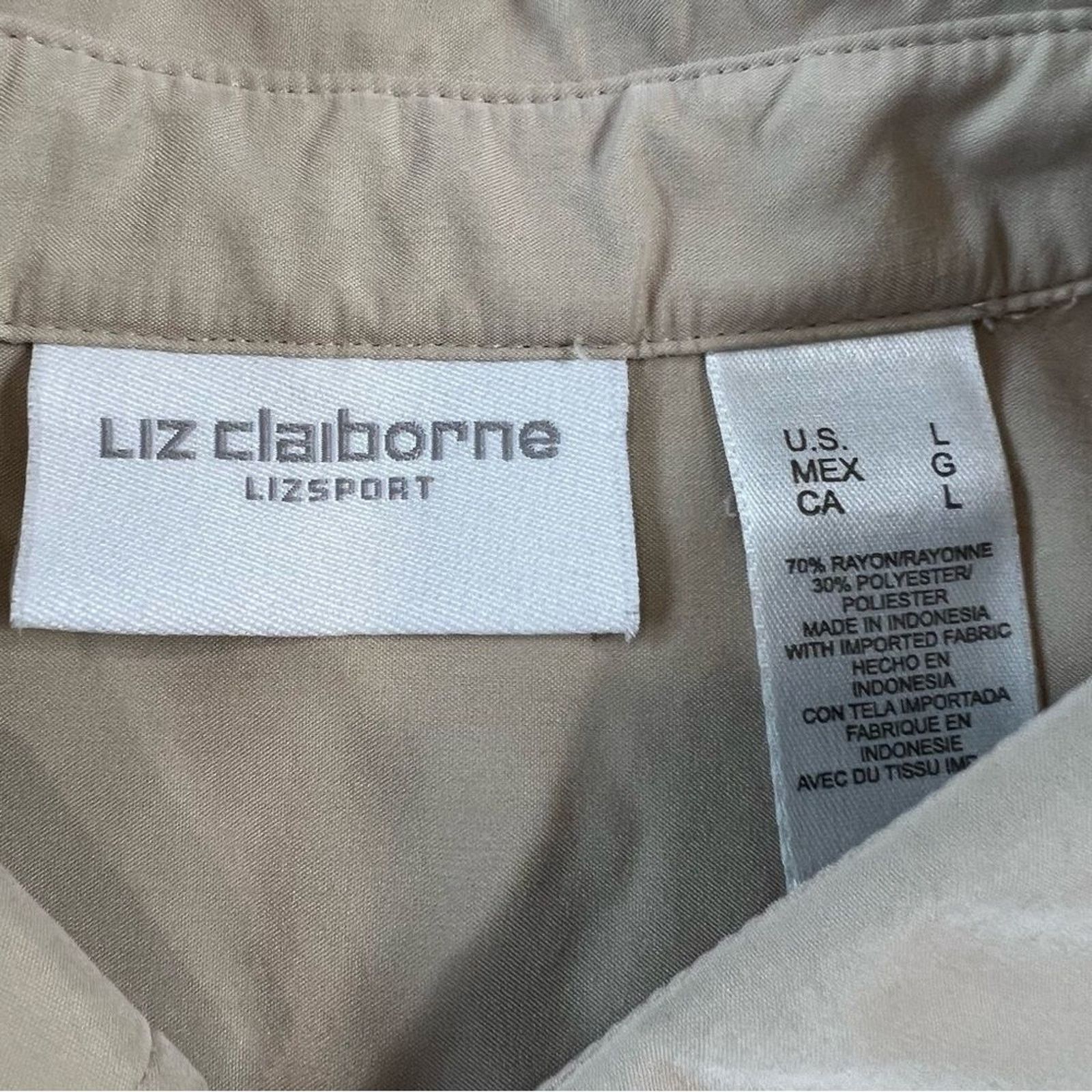 Liz Claiborne Liz Claiborne Lizsport Women's Large Tan Button Up Size L / US 10 / IT 46 - 3 Thumbnail