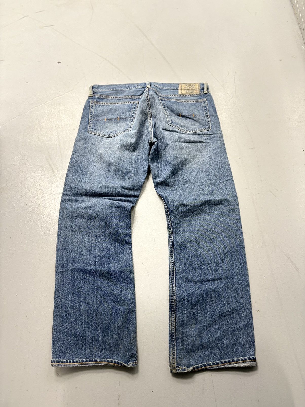 Vintage Polo Ralph Lauren blue denim distressed jeans 35x30