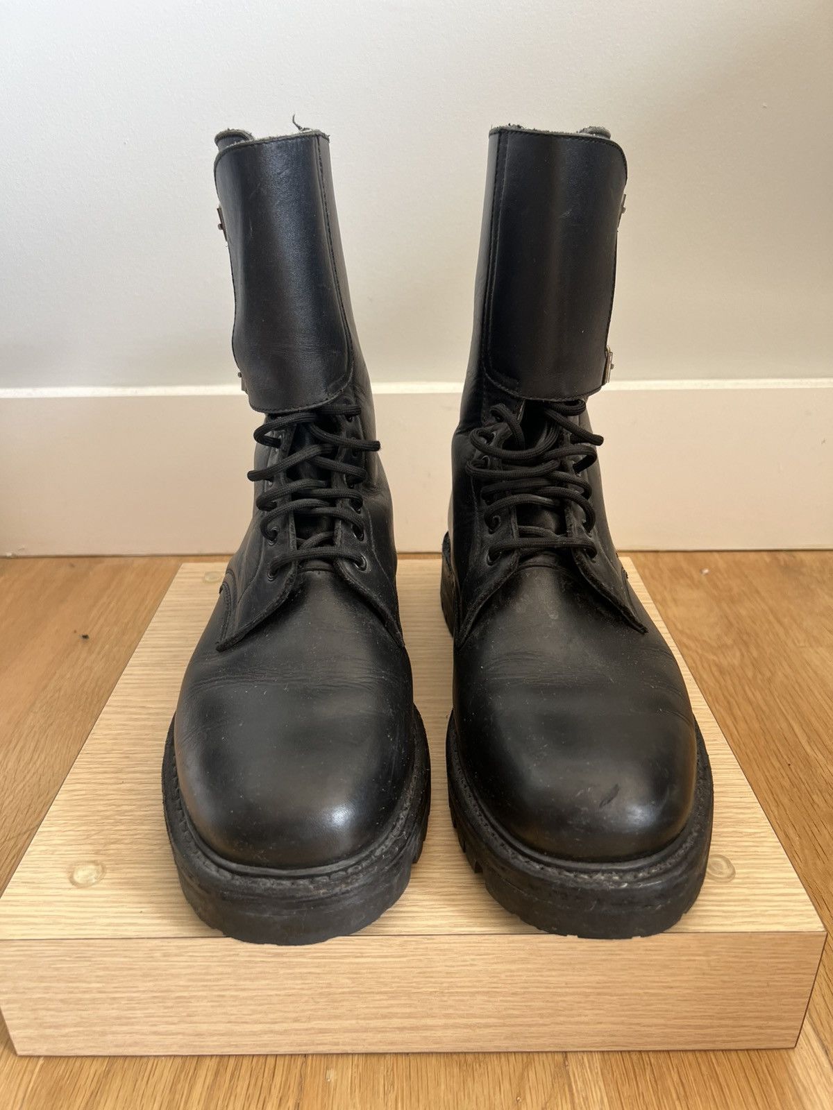 Other Black leather combat high top boots Size US 10 / EU 43 - 3 Thumbnail