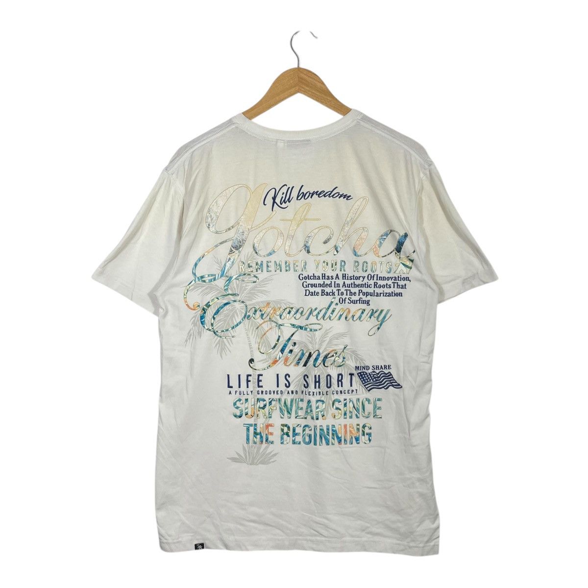 Gotcha Gotcha White Graphic T Shirt Surfwear Script Logo Back Print Size US L / EU 52-54 / 3 - 4 Thumbnail