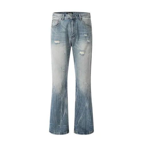Japanese Brand × Jean Men's straight washed casual gradient ripped flared jeans Size US 34 / EU 50 - 1 Thumbnail