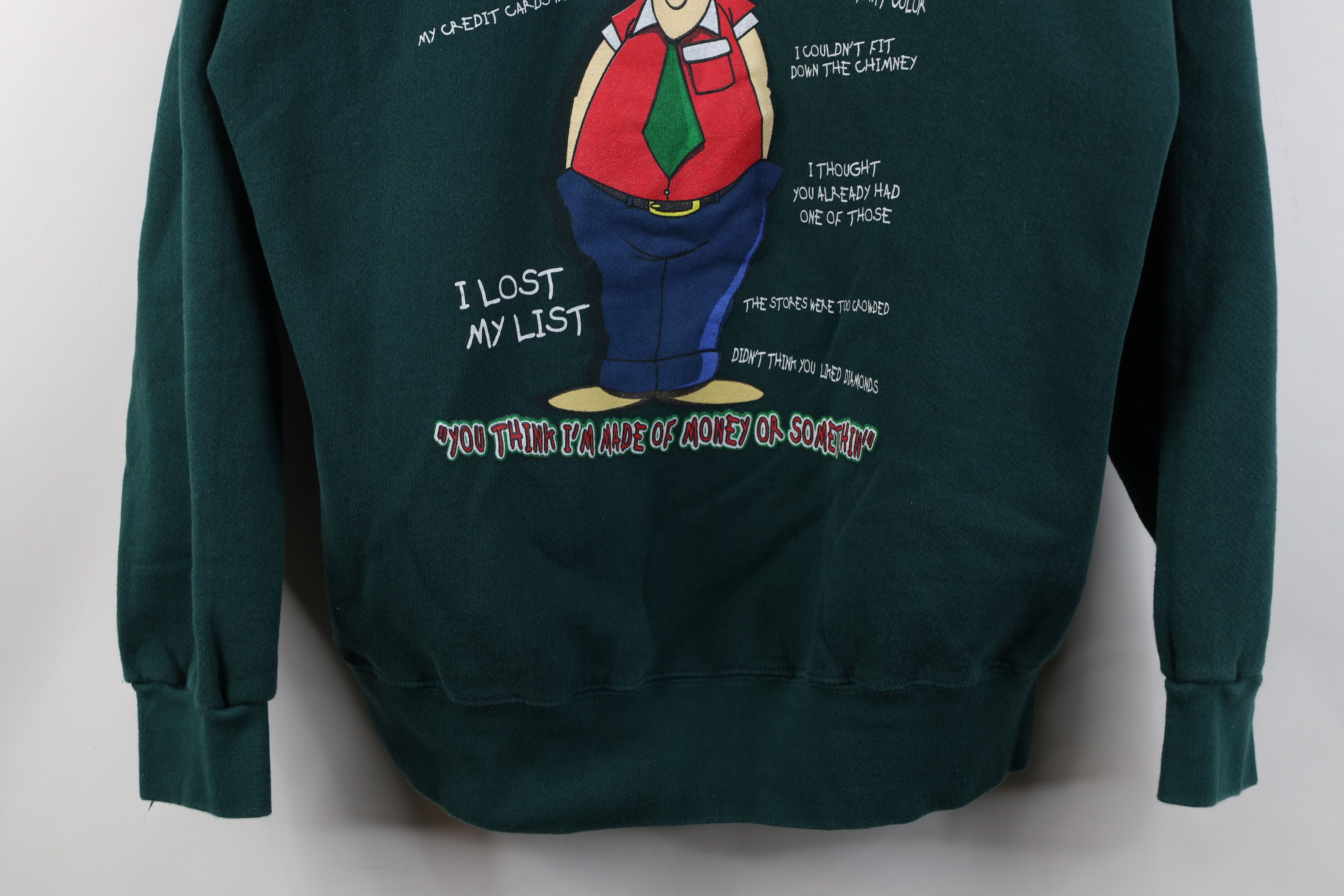 Vintage Vintage 90s Streetwear Christmas Excuses Sweatshirt Green Size US XL / EU 56 / 4 - 3 Thumbnail