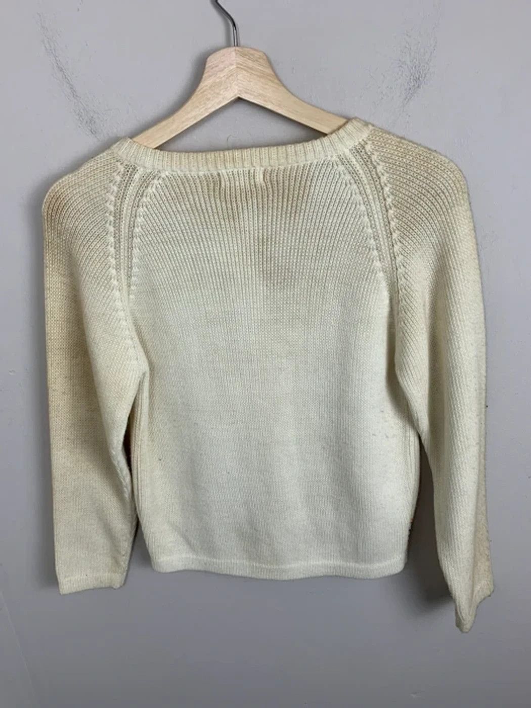 Vintage Vintage 1980s Floral Cable Knit Sweater Cardigan Size US XS / EU 42 / 0 - 1 Thumbnail