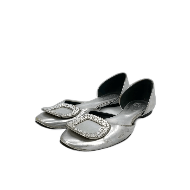 Roger Vivier Silver Rhinestone Flat Shoes by Roger Vivier Size US 7 / IT 37 - 1 Thumbnail