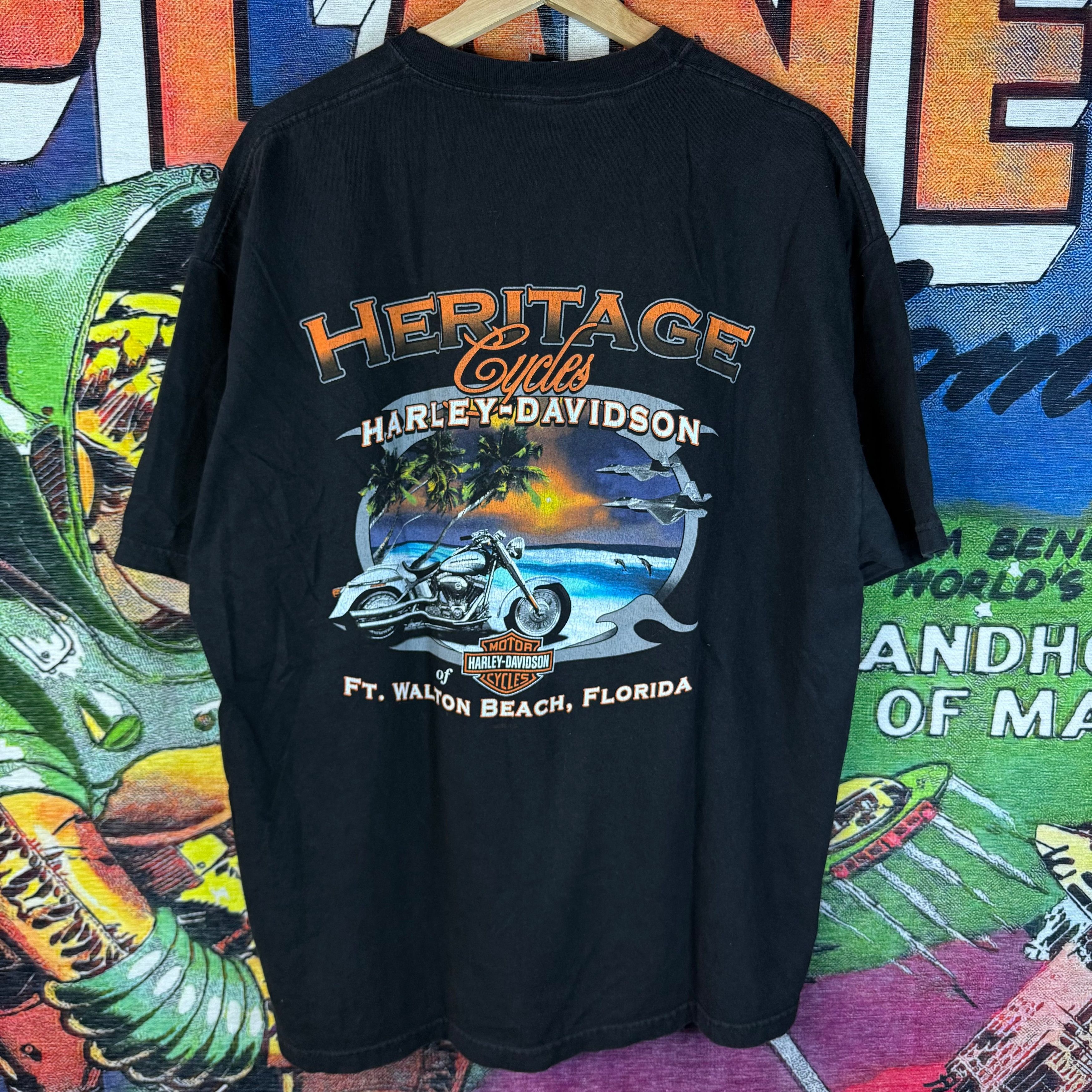 Harley Davidson Y2K Harley-Davidson Walton Beach Florida Feel The Rumble Tee Size US XL / EU 56 / 4 - 2 Thumbnail