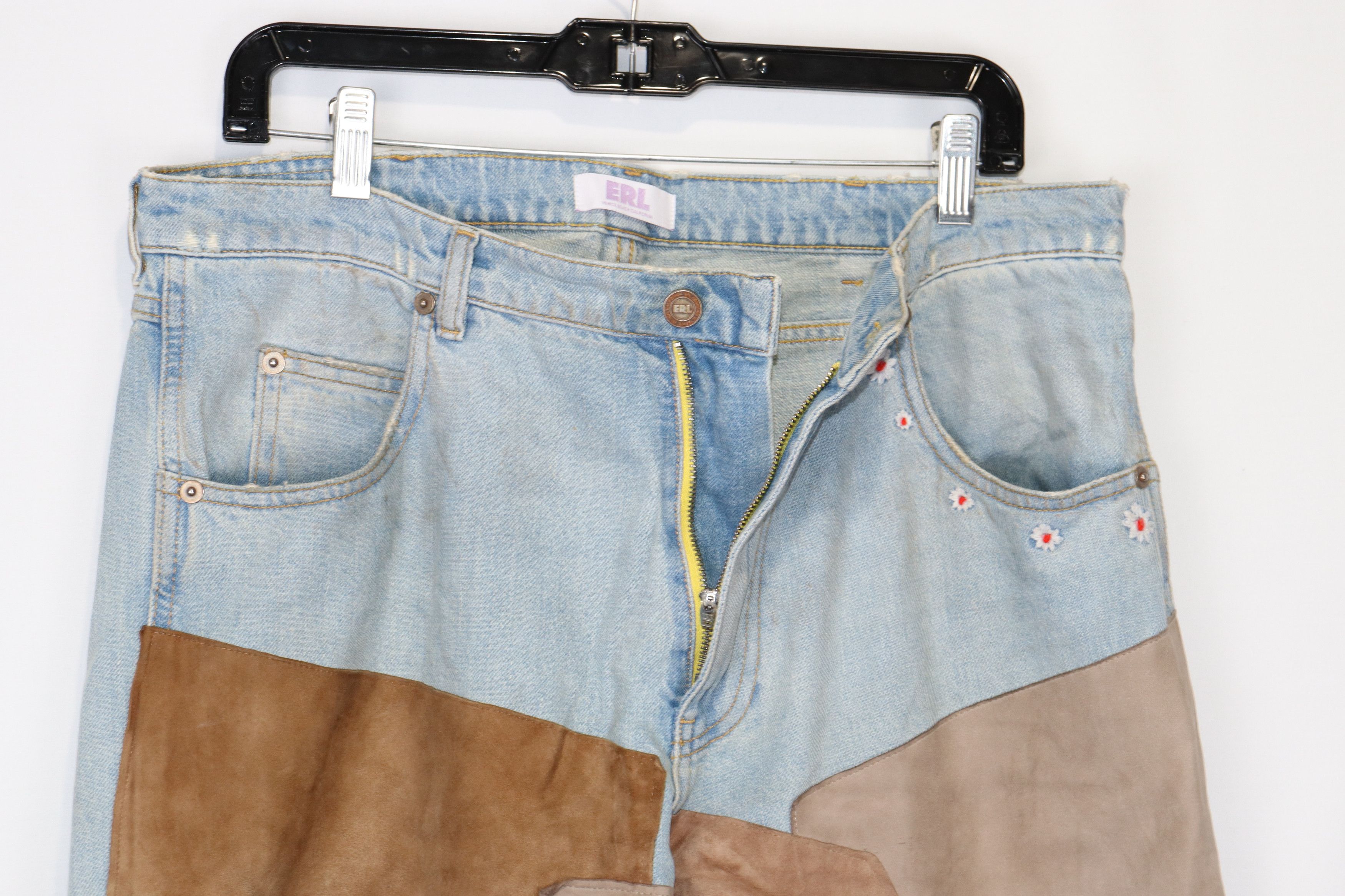 ERL o1rshd Suede Patched Floral Denim in Multicolor Size US 34 / EU 50 - 6 Thumbnail