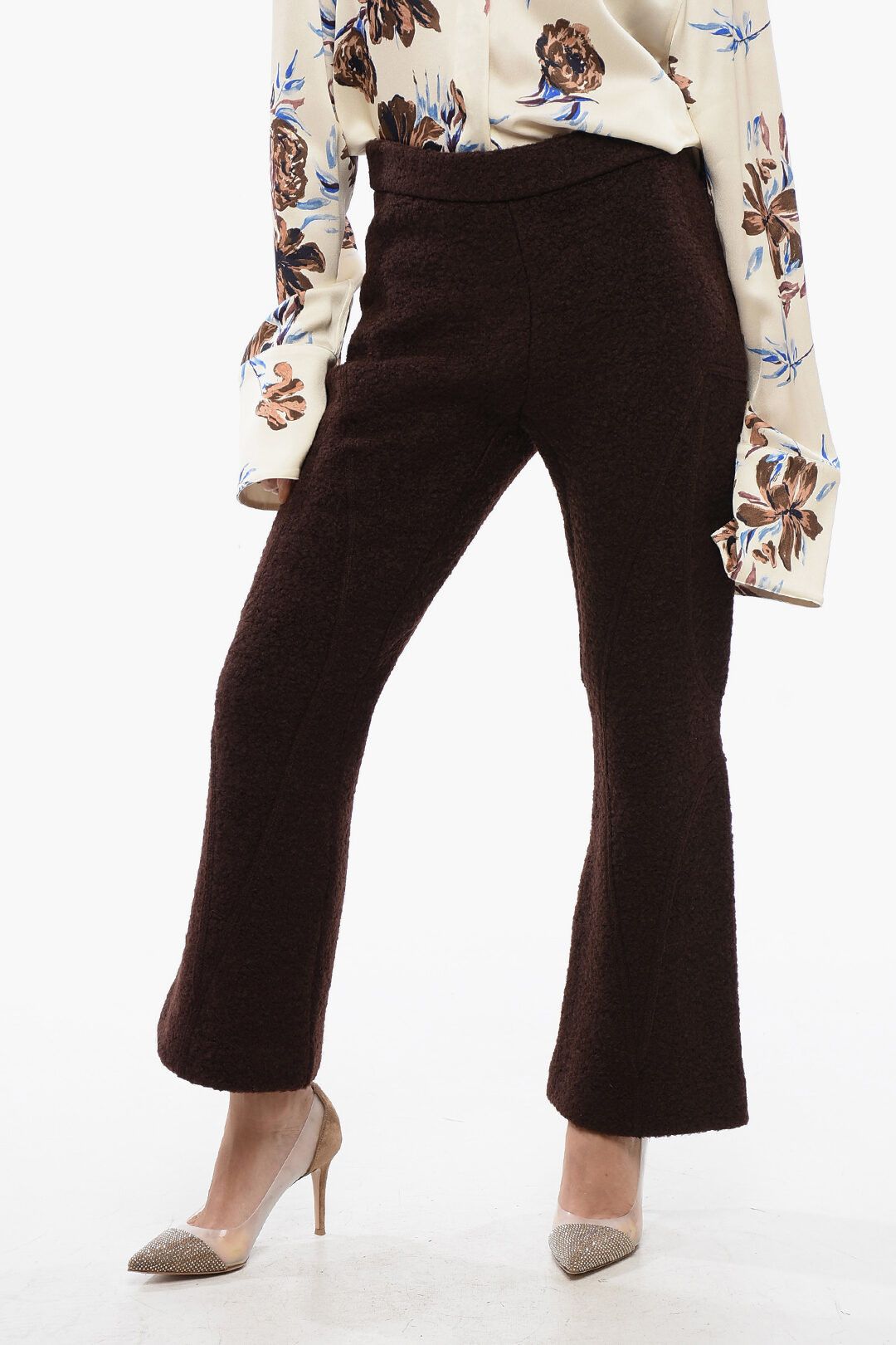 Jil Sander og1mm1225 Bouclé Wool Cropped Pant in Brown Size 27" / US 4 / IT 40 - 1 Thumbnail