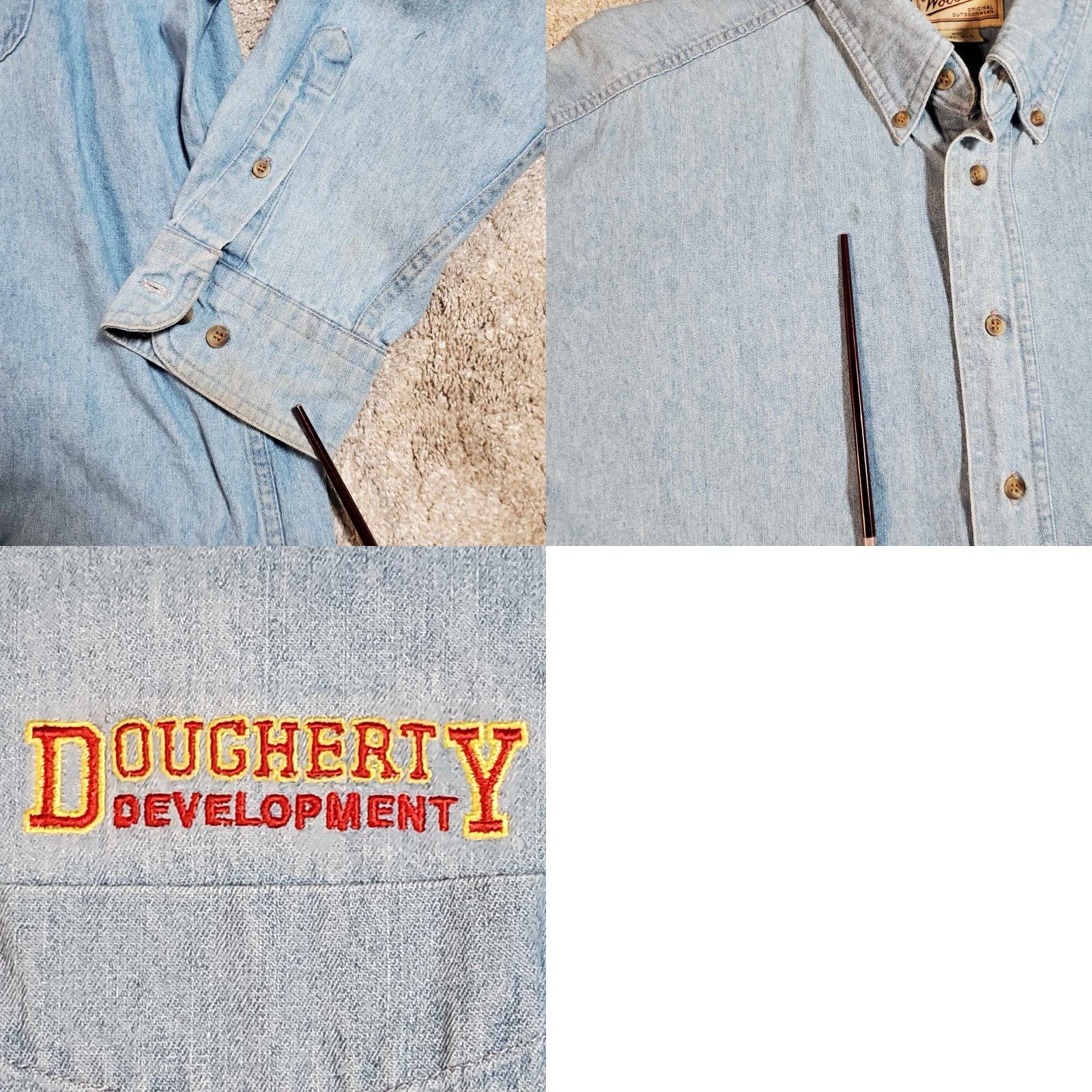 Vintage VINTAGE Woolrich Shirt Denim Long Sleeve Button-Up 2XL BIG Distressed Blueship? Size US XXL / EU 58 / 5 - 8 Thumbnail