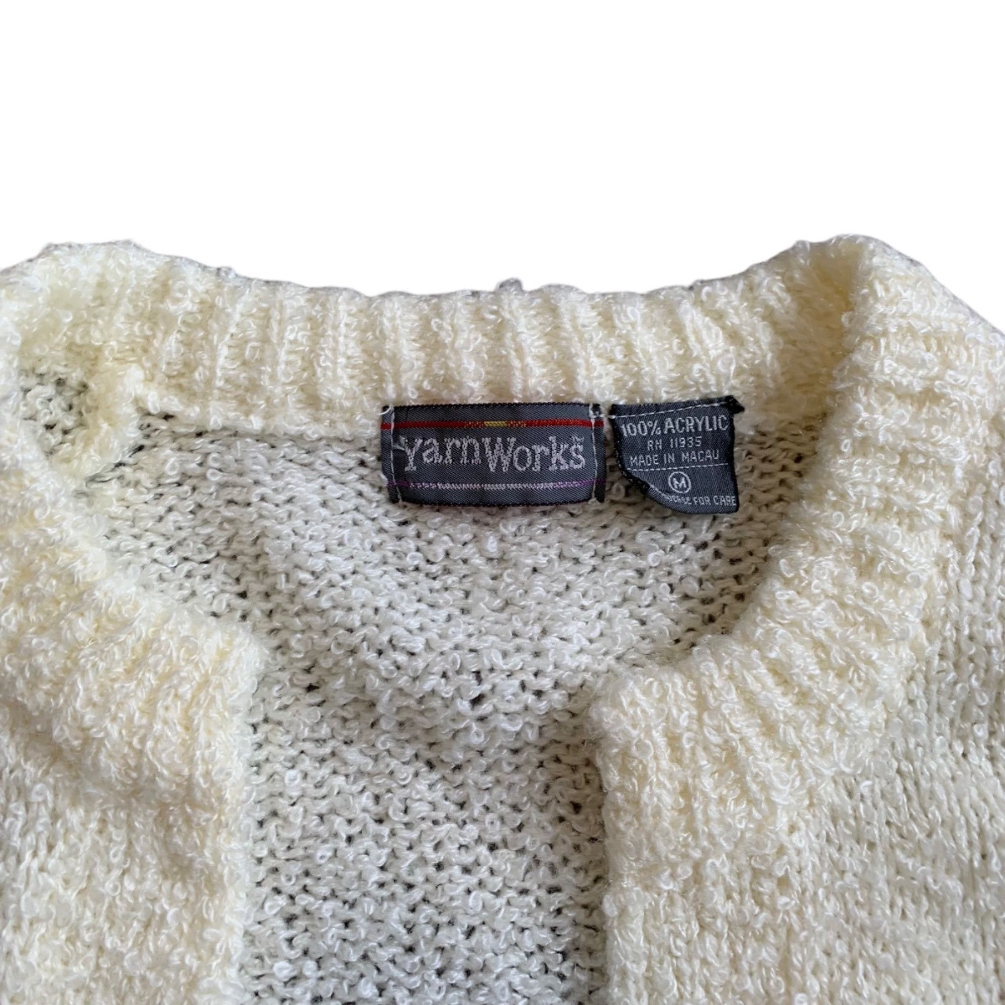 Vintage Vintage Thick Knit Cream Open Cardigan With Pockets M Size M / US 6-8 / IT 42-44 - 2 Thumbnail