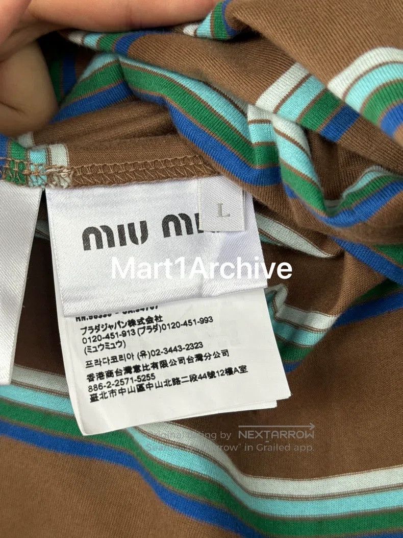 Miu Miu Miu Miu Brown Striped Short-sleeve Size US L / EU 52-54 / 3 - 6 Thumbnail