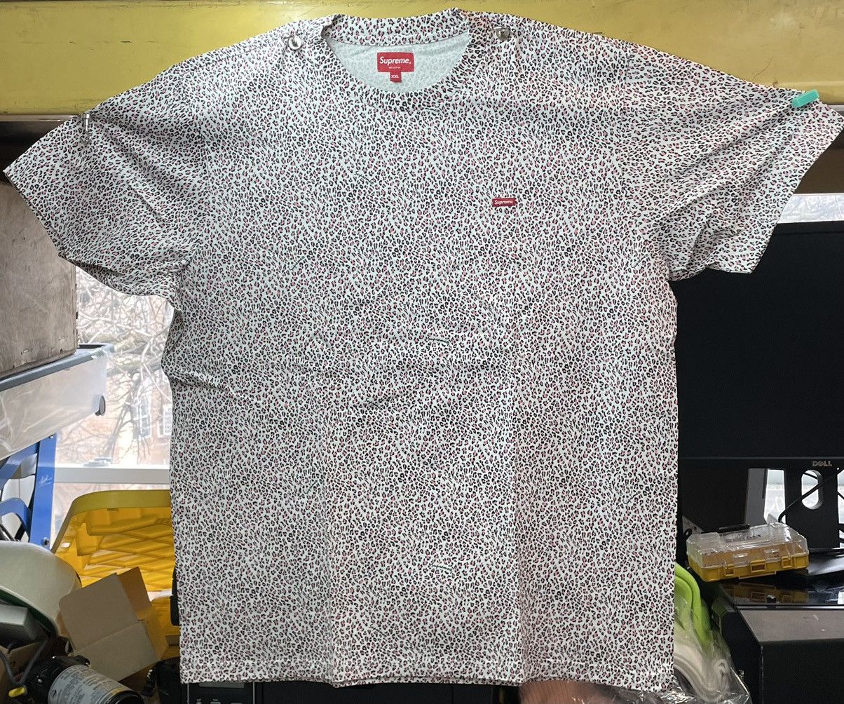 image of Supreme Pink Leopard Print Tee in White, Men's (Size 2XL)