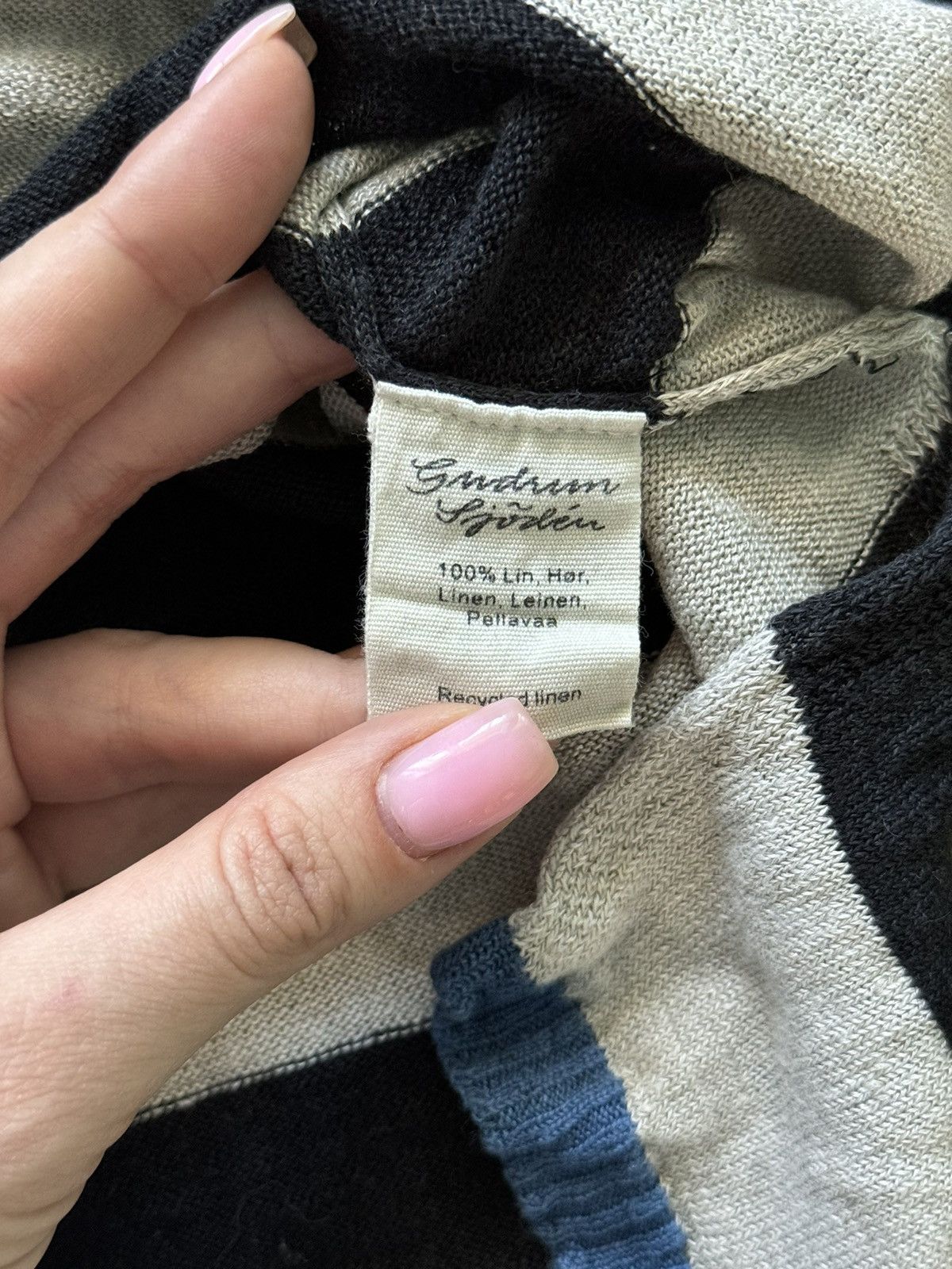 Designer Gudrun Sjoden 100% linen striped sweater Size XL / US 12-14 / IT 48-50 - 5 Thumbnail