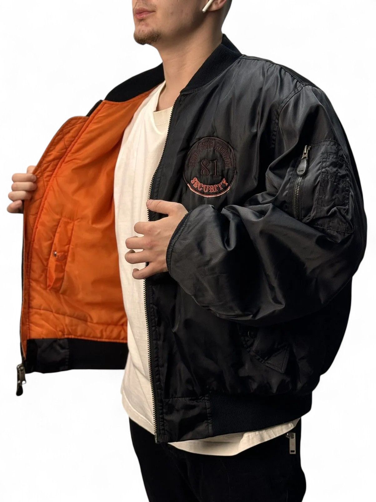 If Six Was Nine Vintage Okamoto Security Industries MA-1 Bomber Jacket Faded Size US L / EU 52-54 / 3 - 6 Thumbnail