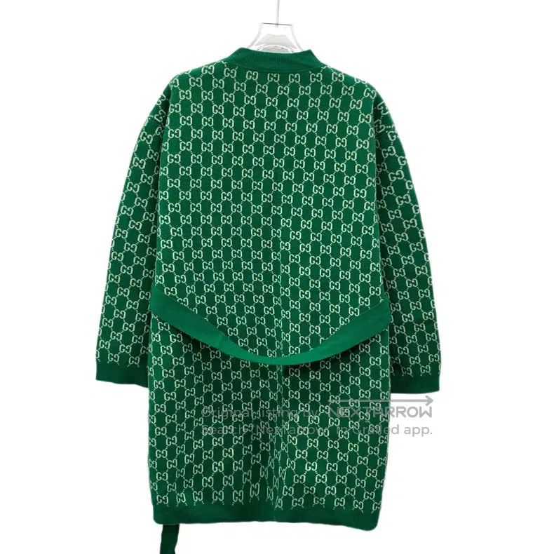 Gucci Gucci Green logo jacquad full-print wool single-breasted l Size XS / US 0-2 / IT 36-38 - 2 Thumbnail