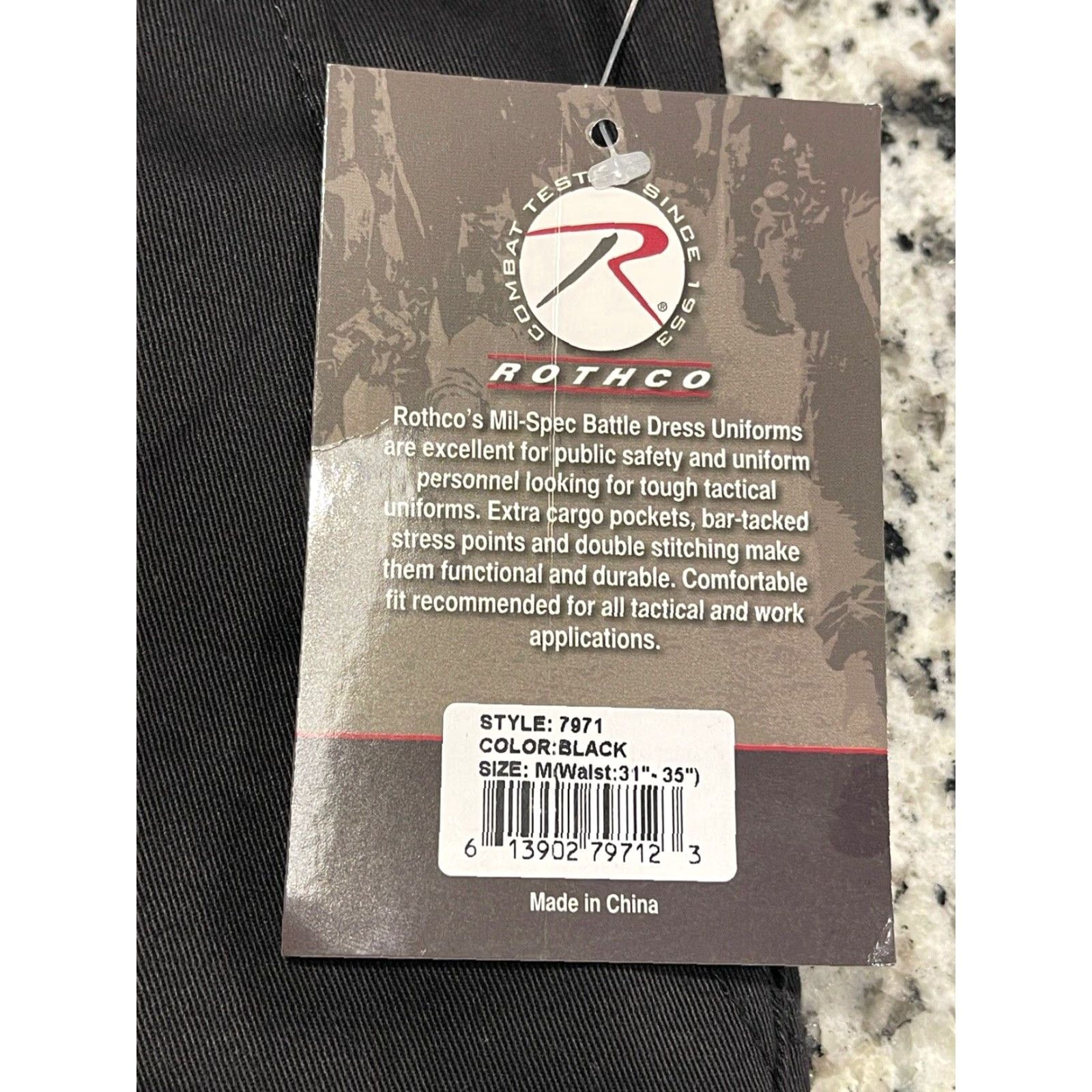 Rothco Rothco BDU Pants Cargo Army Military Uniform Trouser 6 Pocket Black M Regular Waist 34 Inseam 32.5 Button Belt Loops Mens Size US 31 - 3 Thumbnail