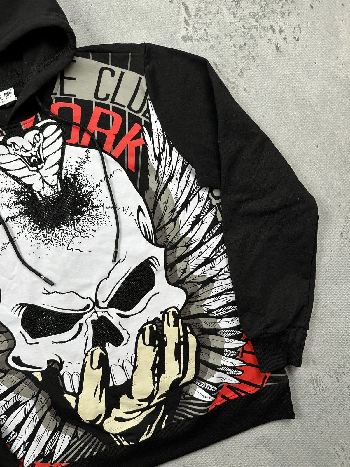 Affliction Vintage Biker Skull Hoodie With Bold Graphic Print New York Size US XL / EU 56 / 4 - 5 Thumbnail