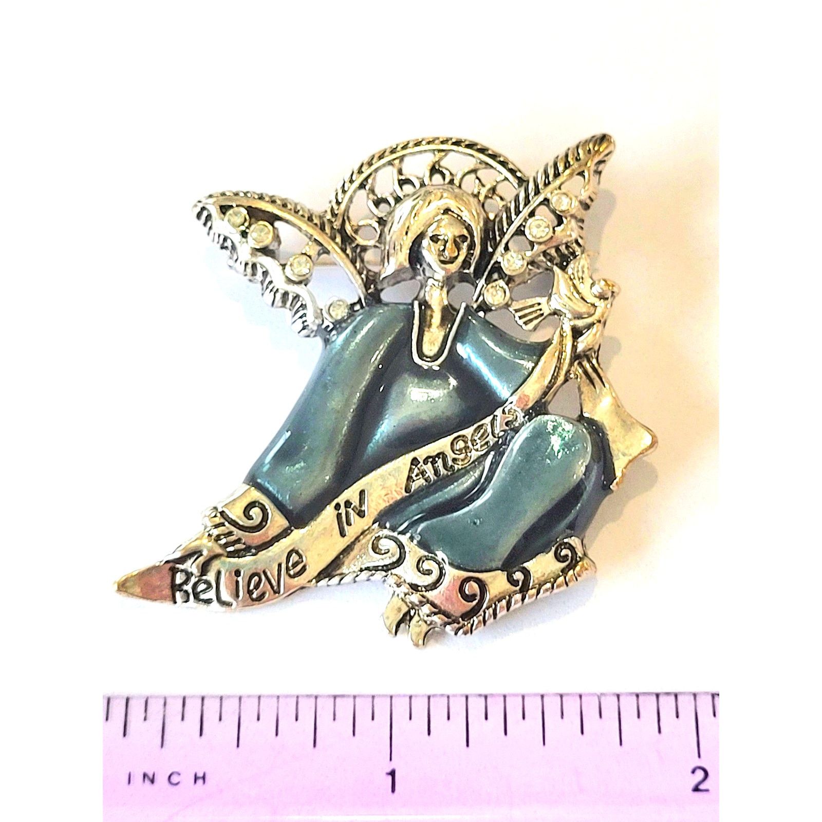 Other Christmas Guardian Angel Brooch Enamel Teal Color Size ONE SIZE - 1 Thumbnail