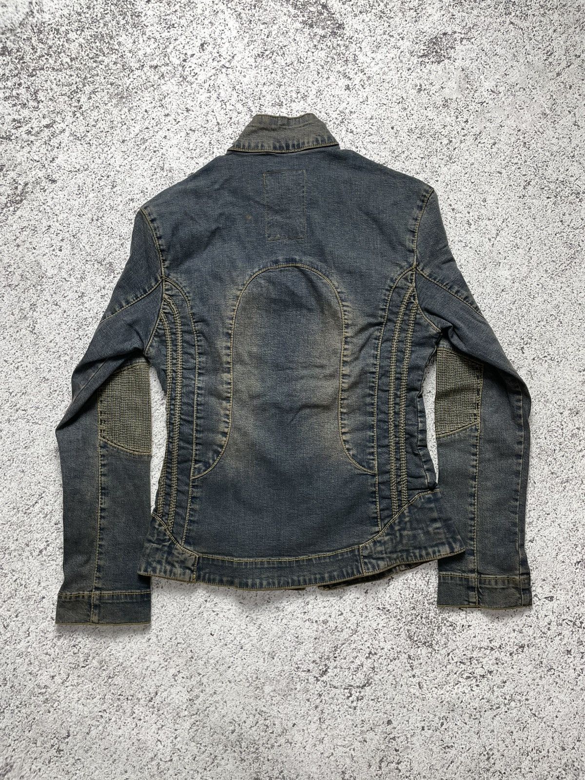 If Six Was Nine 2000s Emba - Apocalypse Mud Wash Denim Jacket Bikers Style Size S / US 4 / IT 40 - 3 Thumbnail
