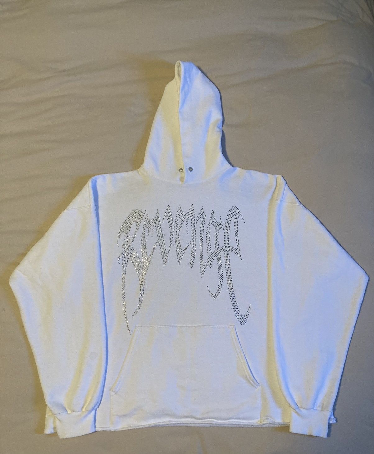 Revenge Revenge White Bejeweled Rhinestone Hoodie Size US XL / EU 56 / 4 - 3 Thumbnail