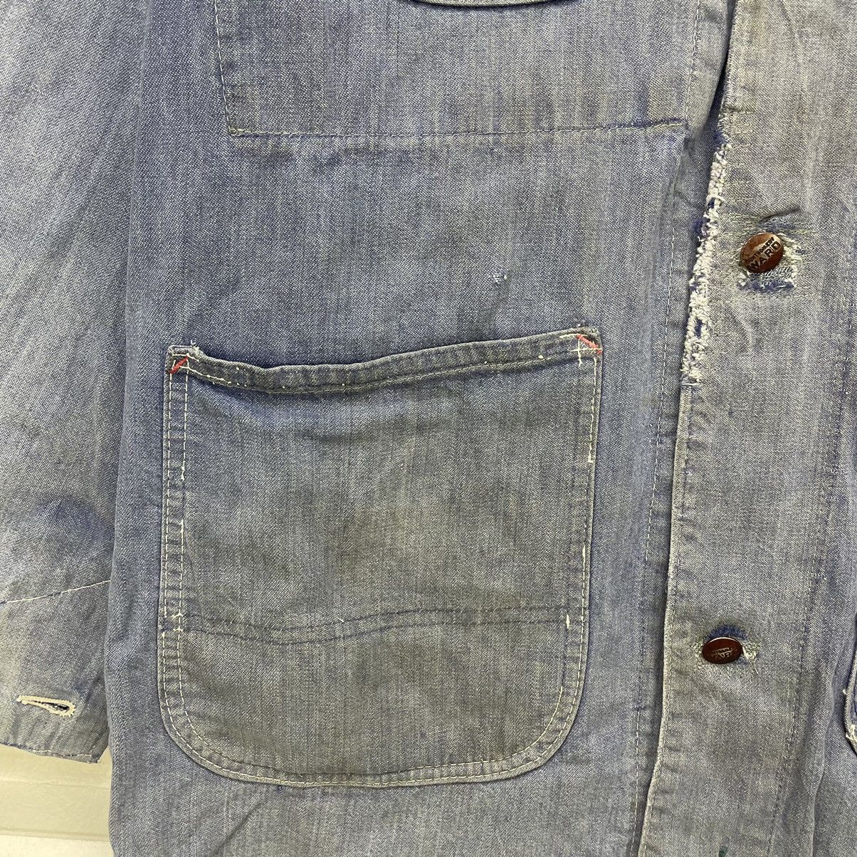 Original Montgomery × Vintage 💥Vintage 70s Montgomery Ward Chore Faded Indigo Jacket Size US M / EU 48-50 / 2 - 15 Thumbnail
