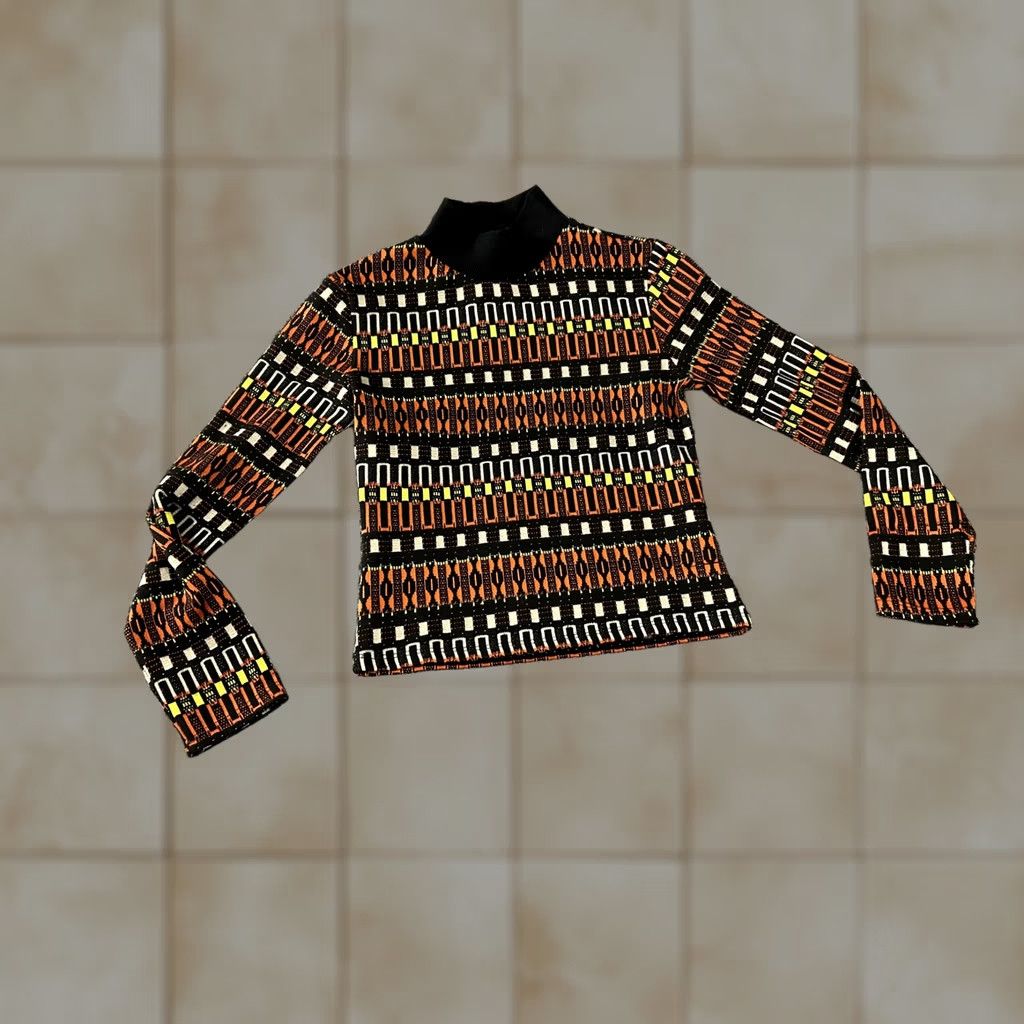 Zara Zara Sweater Womens Small Multicolor Geometric Mock Neck Pullover Knit Size S / US 4 / IT 40 - 1 Thumbnail