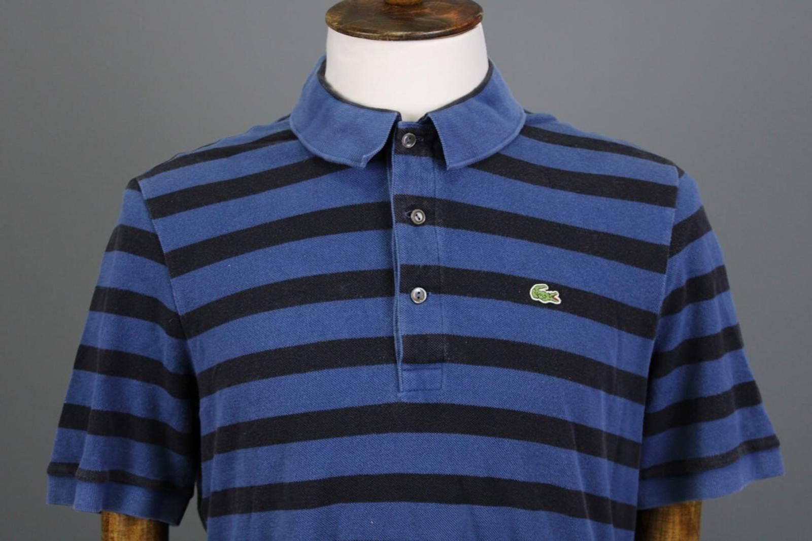 Lacoste Lacoste Blue Striped Short Sleeve Polo Shirt Size 6 / XL Size US XXL / EU 58 / 5 - 3 Thumbnail